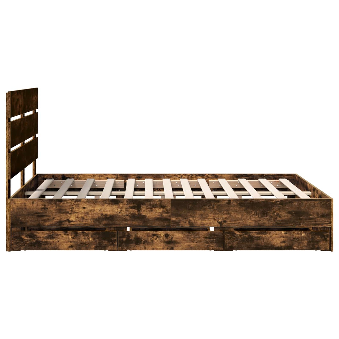 vidaXL Σκελετός Κρεβατιού Καπνιστό Δρύς 140 x 190 cm Μηχανήματος Ξύλο