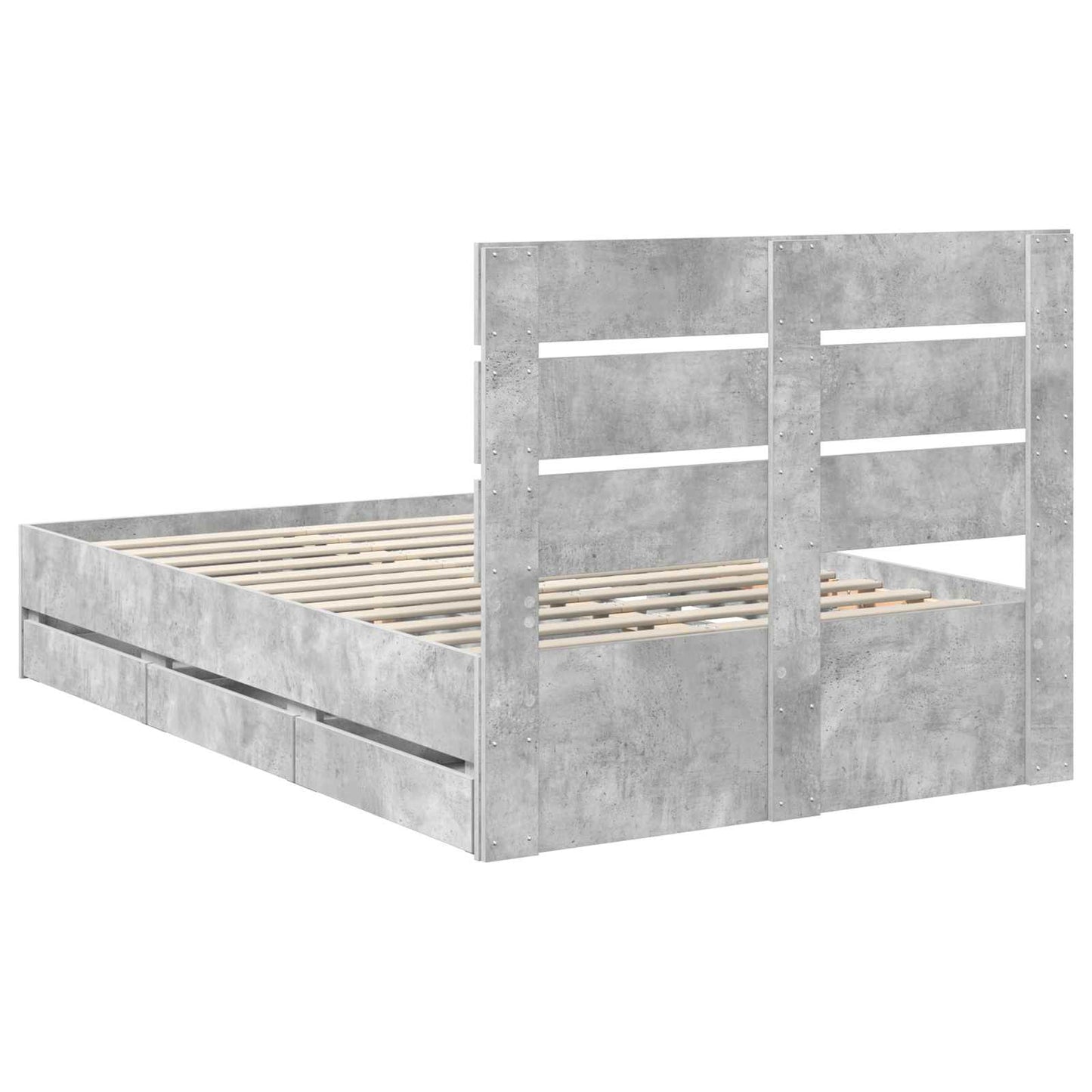 vidaXL Σκελετός Κρεβατιού Σκυρόδεμα Γκρι 135 x 190 cm Μηχανήματος Ξύλο