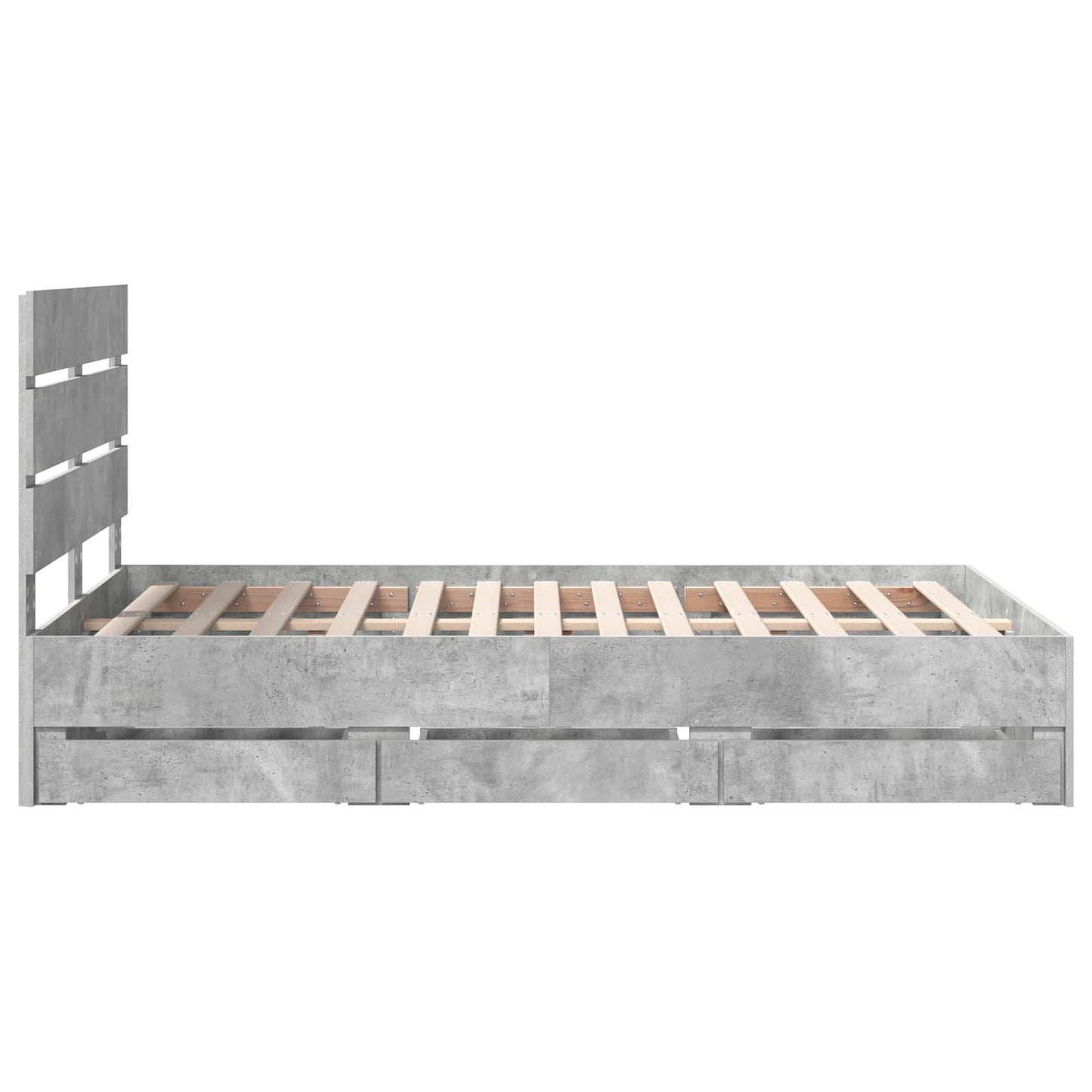 vidaXL Σκελετός Κρεβατιού Σκυρόδεμα Γκρι 135 x 190 cm Μηχανήματος Ξύλο