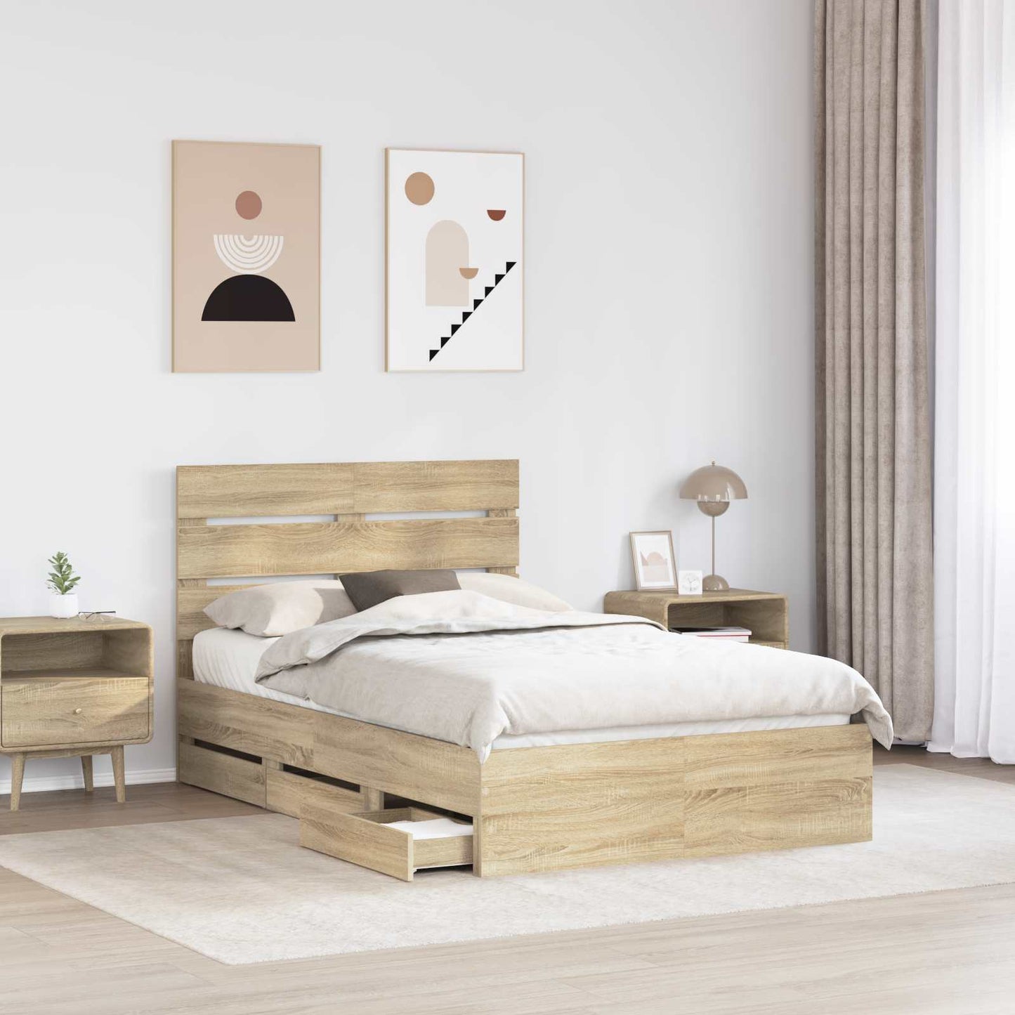 vidaXL Σκελετός Κρεβατιού Δρύς Sonoma 120 x 190 cm Μηχανήματος Ξύλο