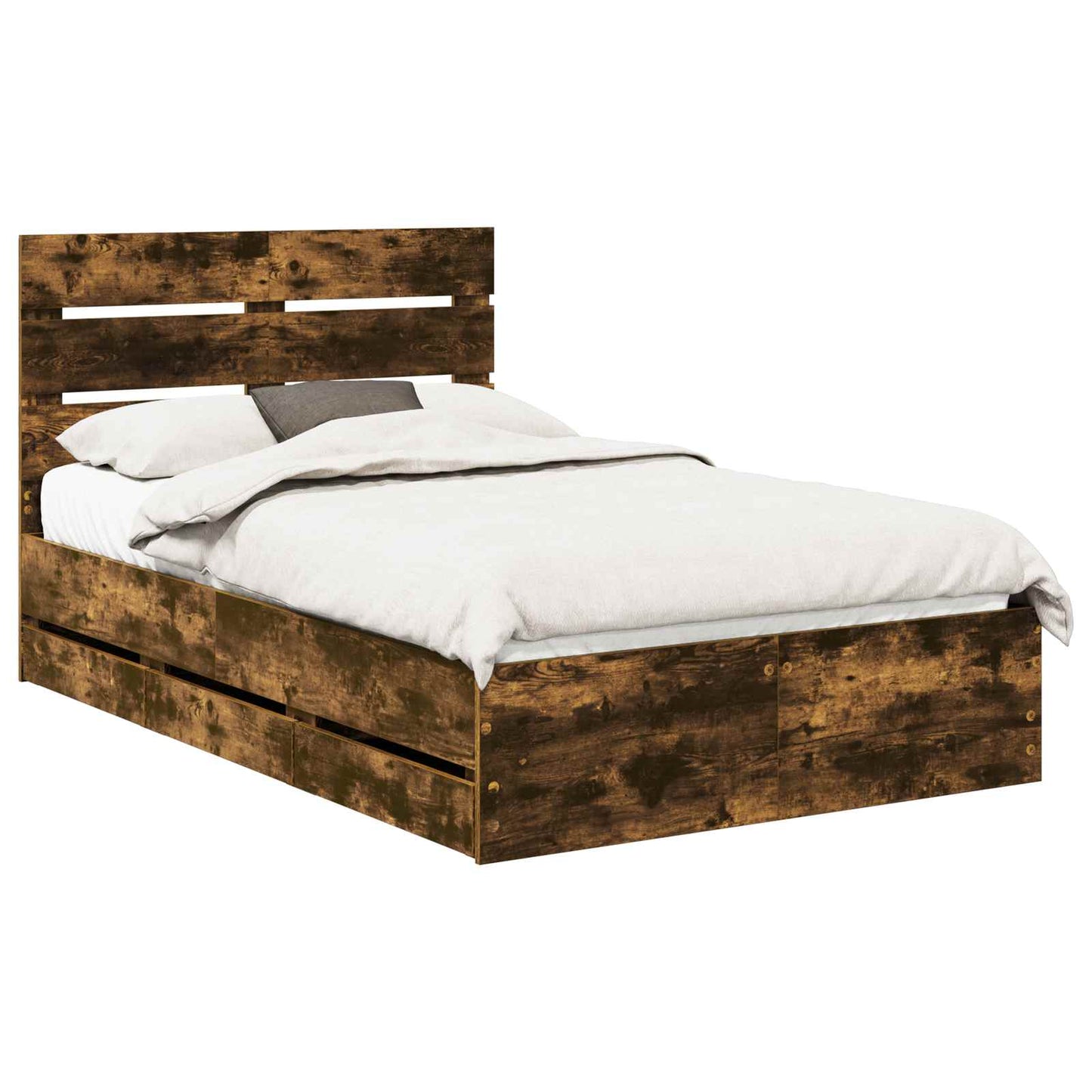vidaXL Σκελετός Κρεβατιού Καπνιστό Δρύς 120 x 190 cm Μηχανήματος Ξύλο