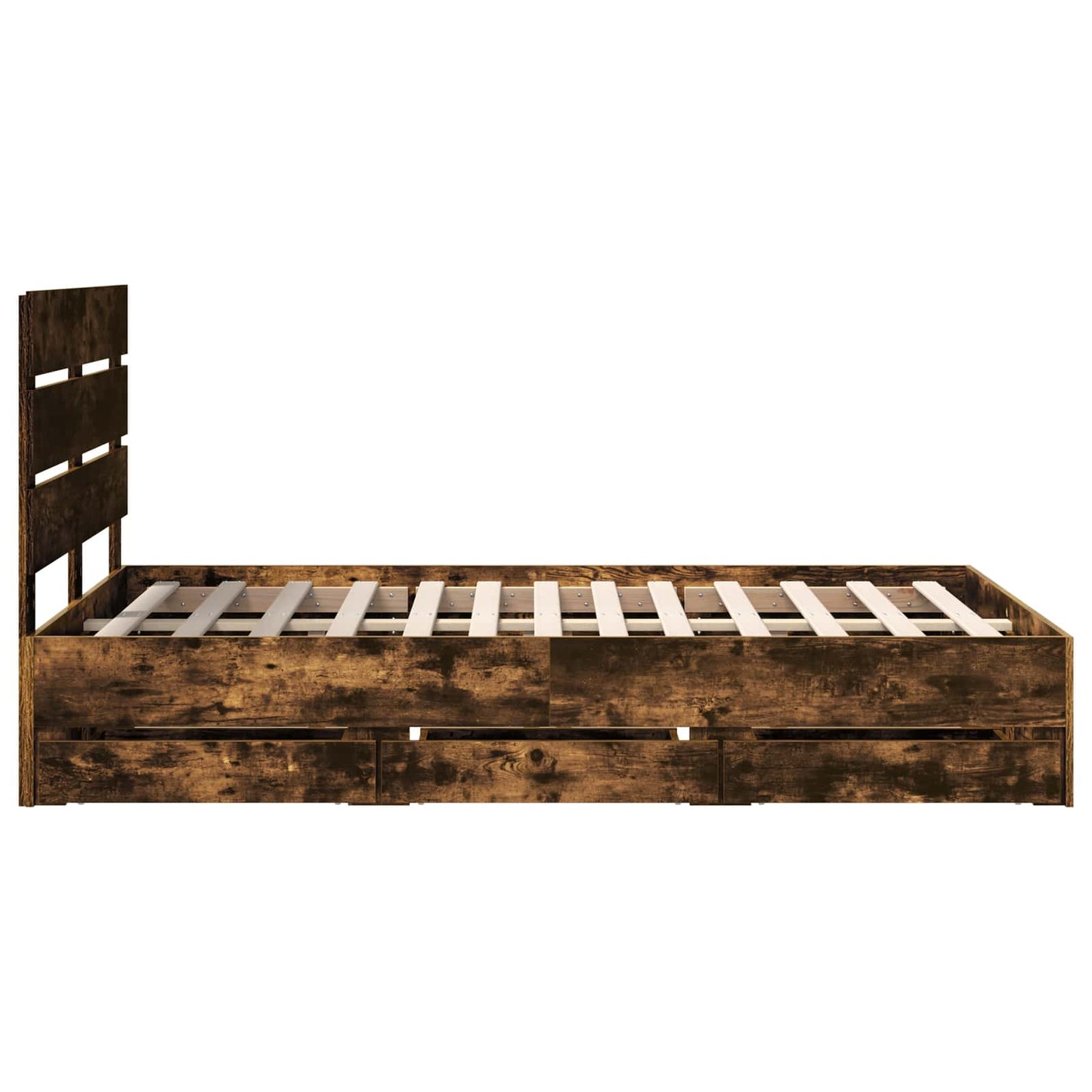 vidaXL Σκελετός Κρεβατιού Καπνιστό Δρύς 120 x 190 cm Μηχανήματος Ξύλο