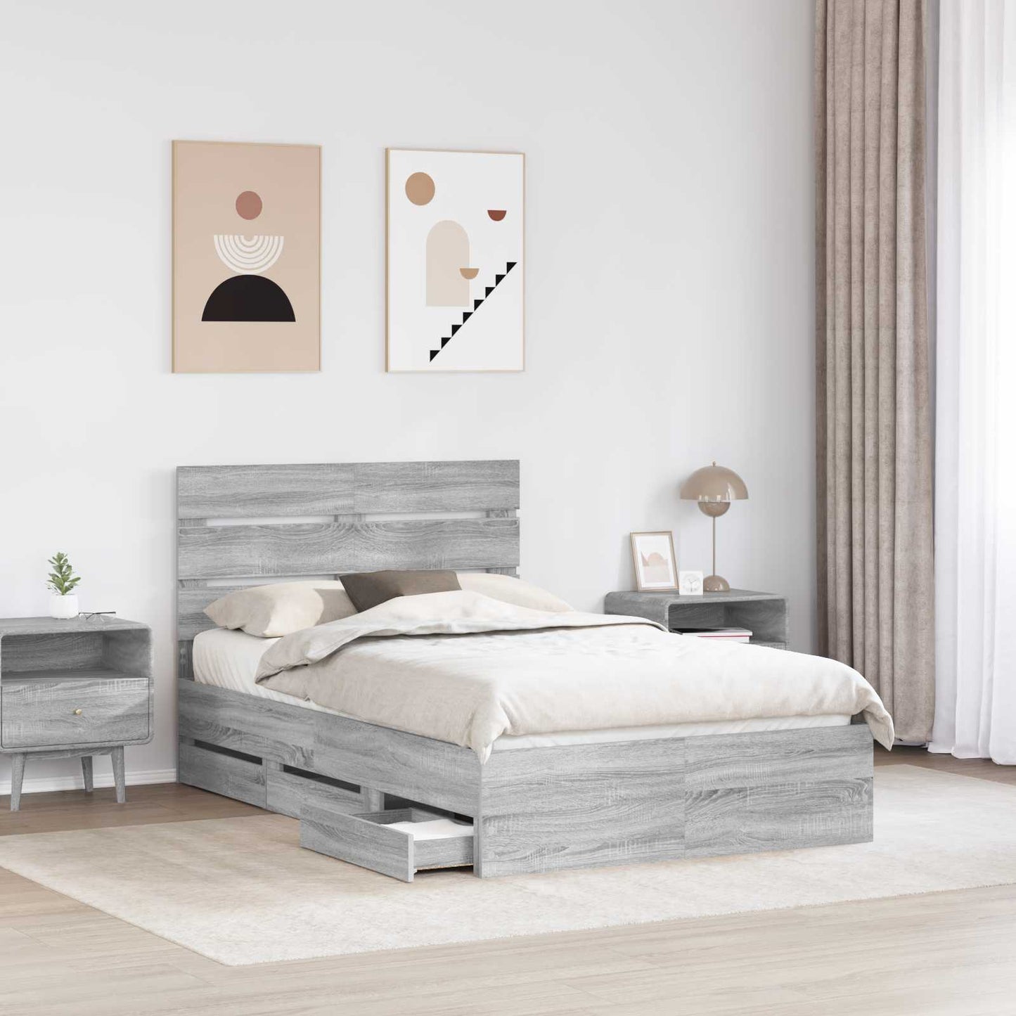 vidaXL Σκελετός Κρεβατιού Γκρίζο Σονομα 120 x 190 cm Μηχανήματος Ξύλο