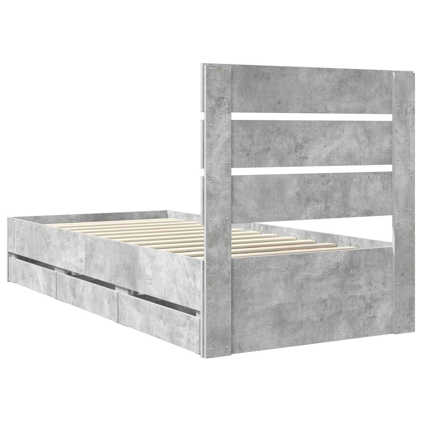 vidaXL Σκελετός Κρεβατιού Σκυρόδεμα Γκρι 90 x 200 cm Μηχανήματος Ξύλο
