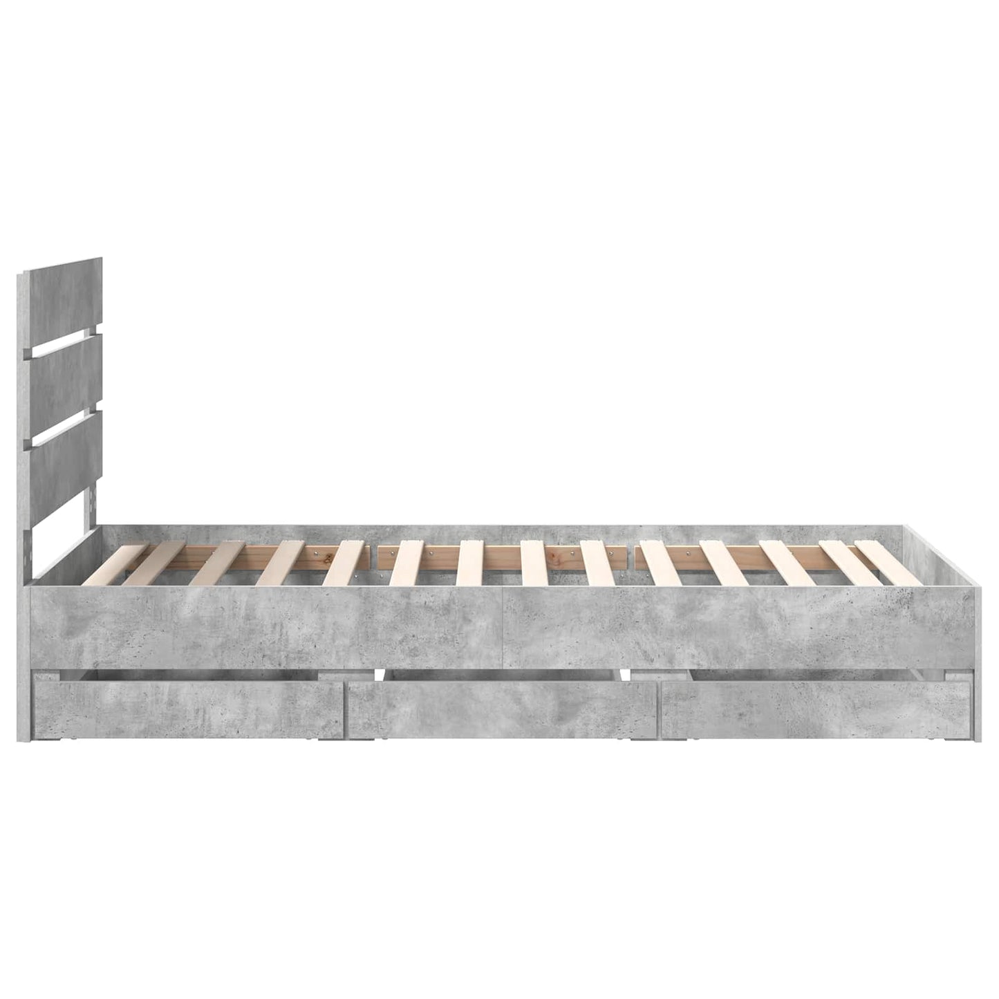 vidaXL Σκελετός Κρεβατιού Σκυρόδεμα Γκρι 90 x 200 cm Μηχανήματος Ξύλο