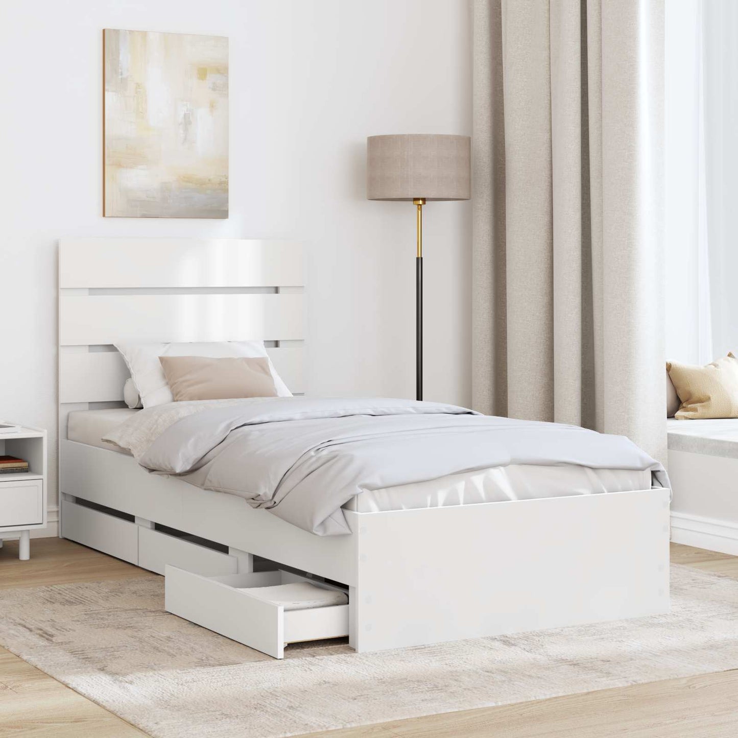 vidaXL Σκελετός Κρεβατιού Λευκό 90 x 190 cm Μηχανήματος Ξύλο
