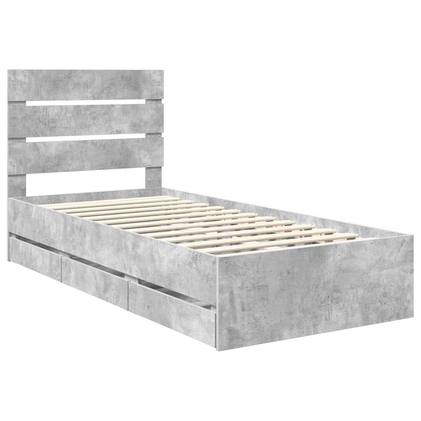 vidaXL Σκελετός Κρεβατιού Σκυρόδεμα Γκρι 90 x 190 cm Μηχανήματος Ξύλο