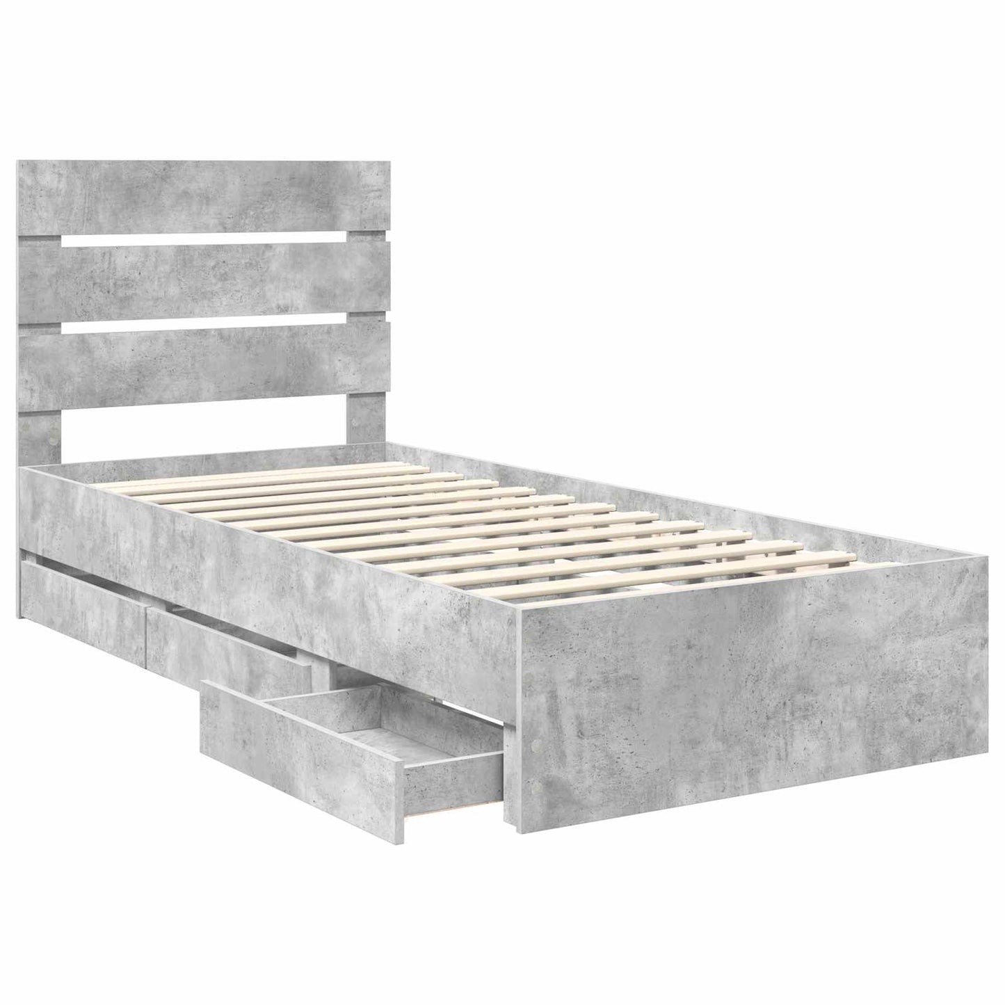 vidaXL Σκελετός Κρεβατιού Σκυρόδεμα Γκρι 90 x 190 cm Μηχανήματος Ξύλο