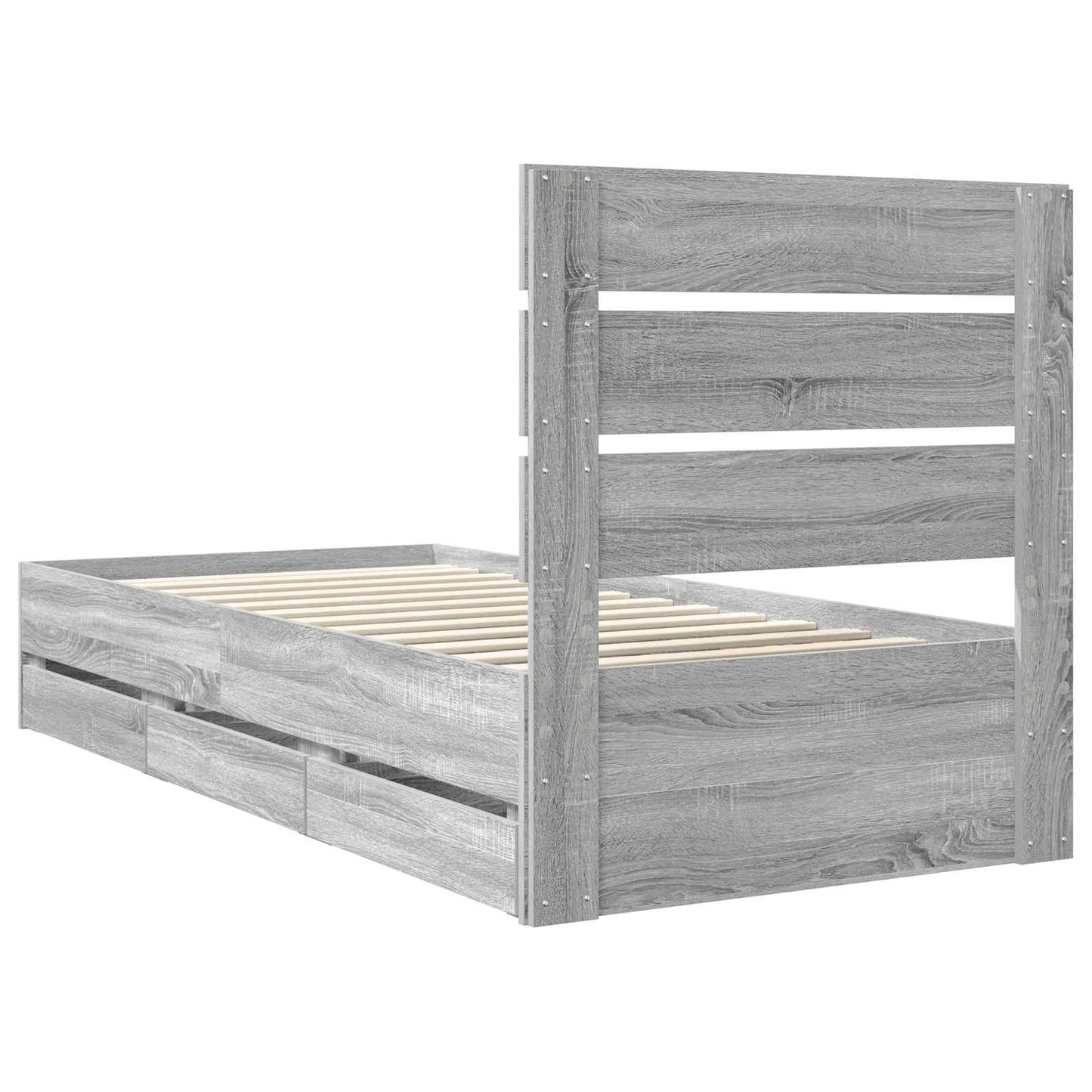 vidaXL Σκελετός Κρεβατιού Γκρίζο Σονομα 90 x 190 cm Μηχανήματος Ξύλο