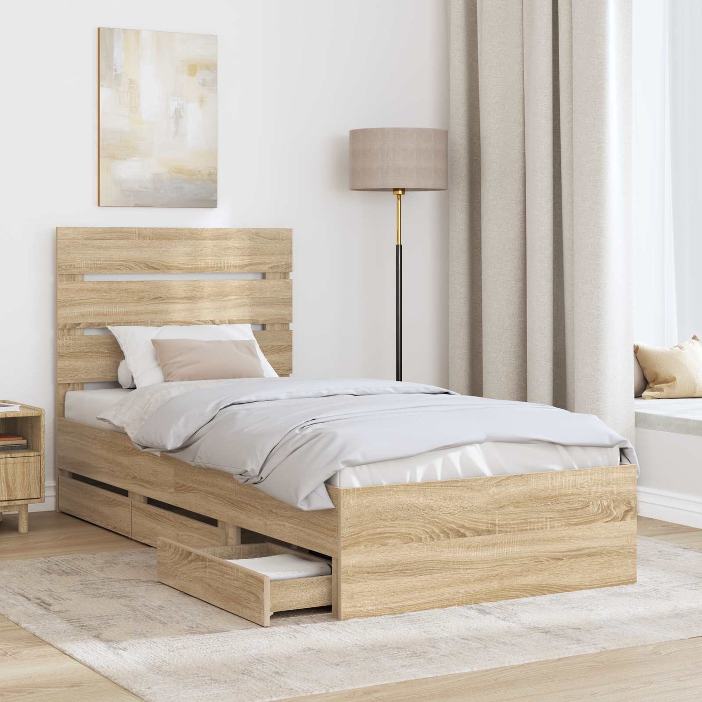 vidaXL Σκελετός Κρεβατιού Δρύς Sonoma 75 x 190 cm Μηχανήματος Ξύλο