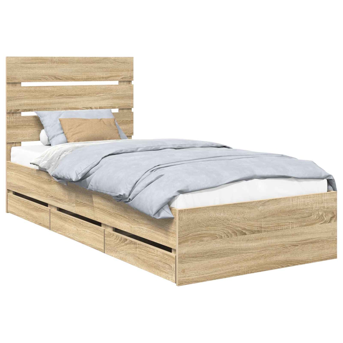 vidaXL Σκελετός Κρεβατιού Δρύς Sonoma 75 x 190 cm Μηχανήματος Ξύλο