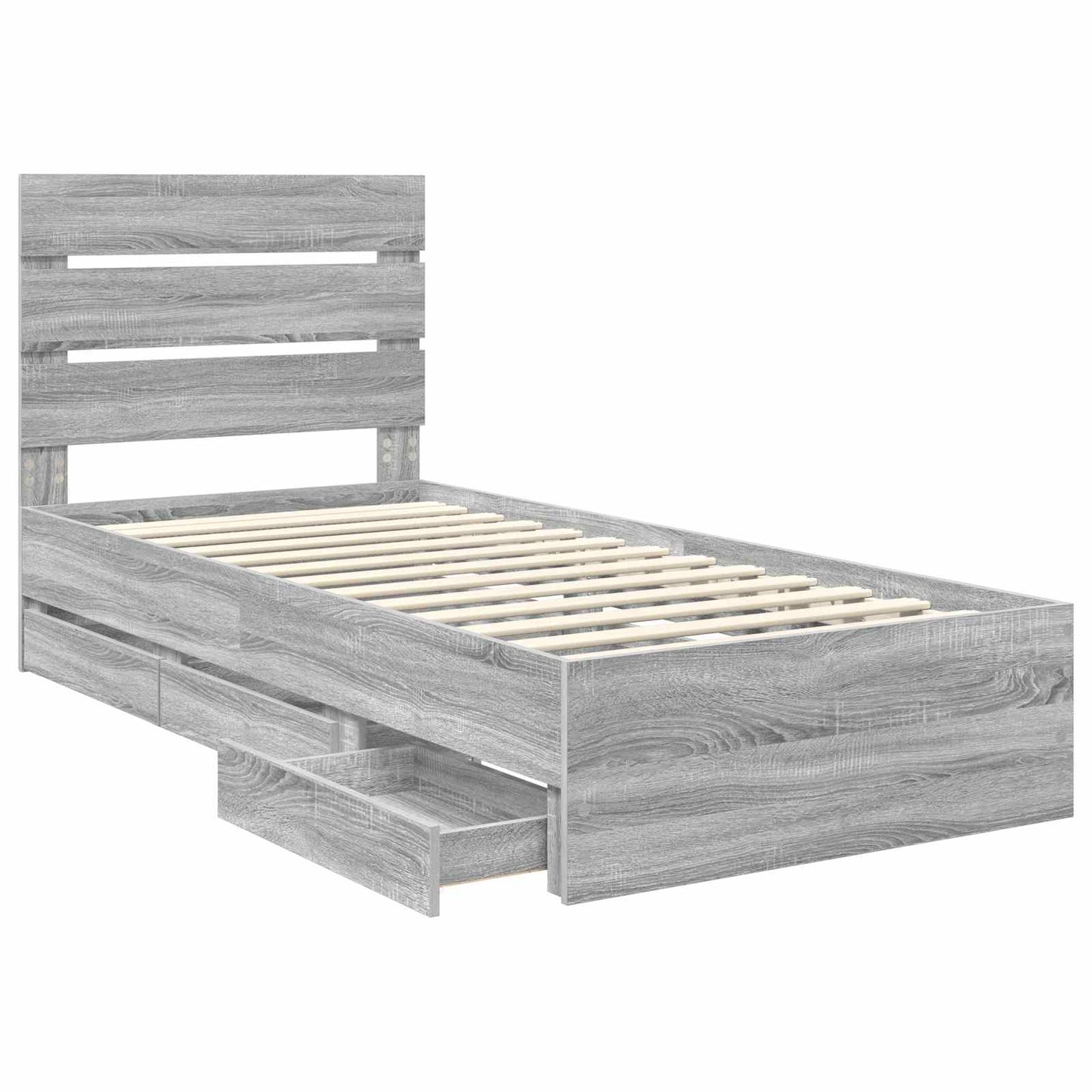 vidaXL Σκελετός Κρεβατιού Γκρίζο Σονομα 75 x 190 cm Μηχανήματος Ξύλο