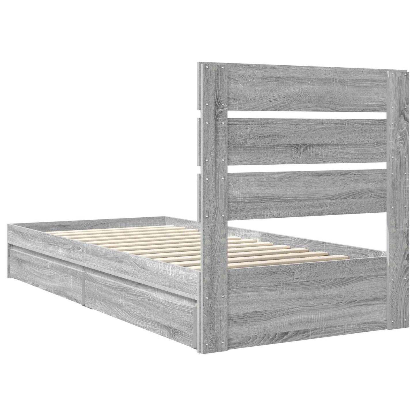 vidaXL Κρεβάτι Αποθήκης Γκρίζο Σονομα 75 x 190 cm Επεξεργασμένο ξύλο