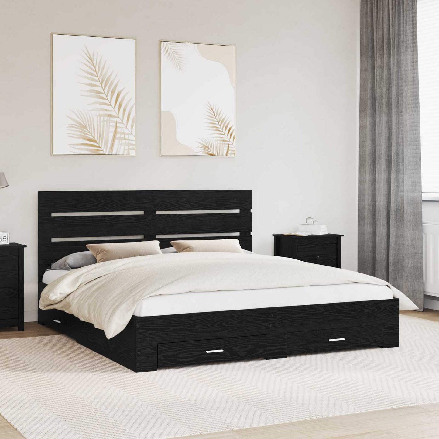 vidaXL Σκελετός Κρεβατιού Μαύρη Οξυά 180 x 200 cm Επεξεργασμένο ξύλο