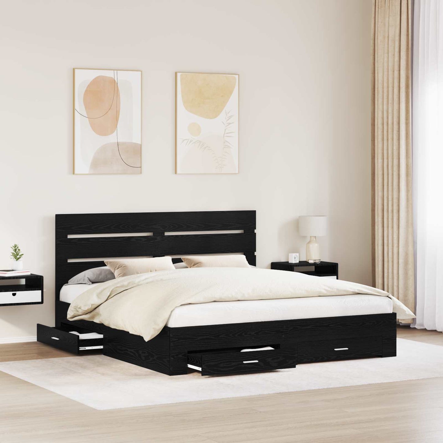 vidaXL Σκελετός Κρεβατιού Μαύρη Οξυά 180 x 200 cm Επεξεργασμένο ξύλο