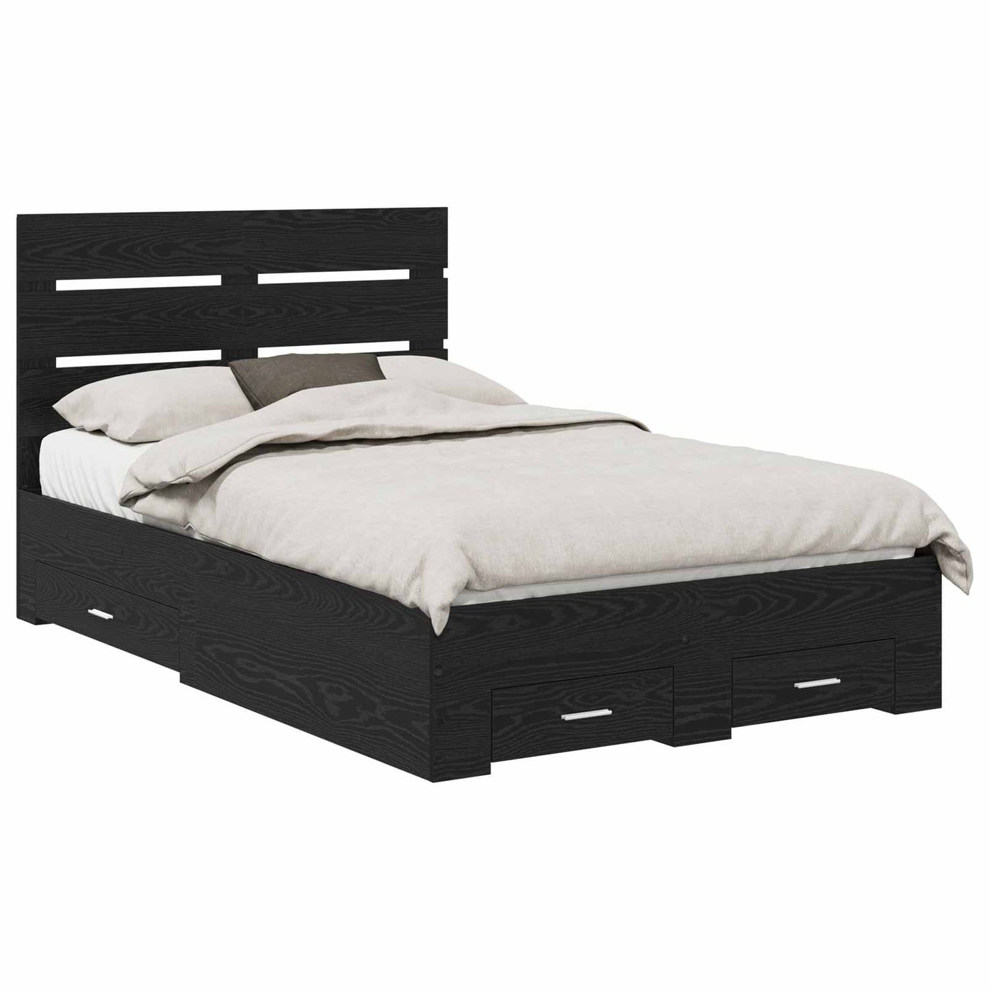 vidaXL Σκελετός Κρεβατιού Μαύρη Οξυά 135 x 190 cm Επεξεργασμένο ξύλο