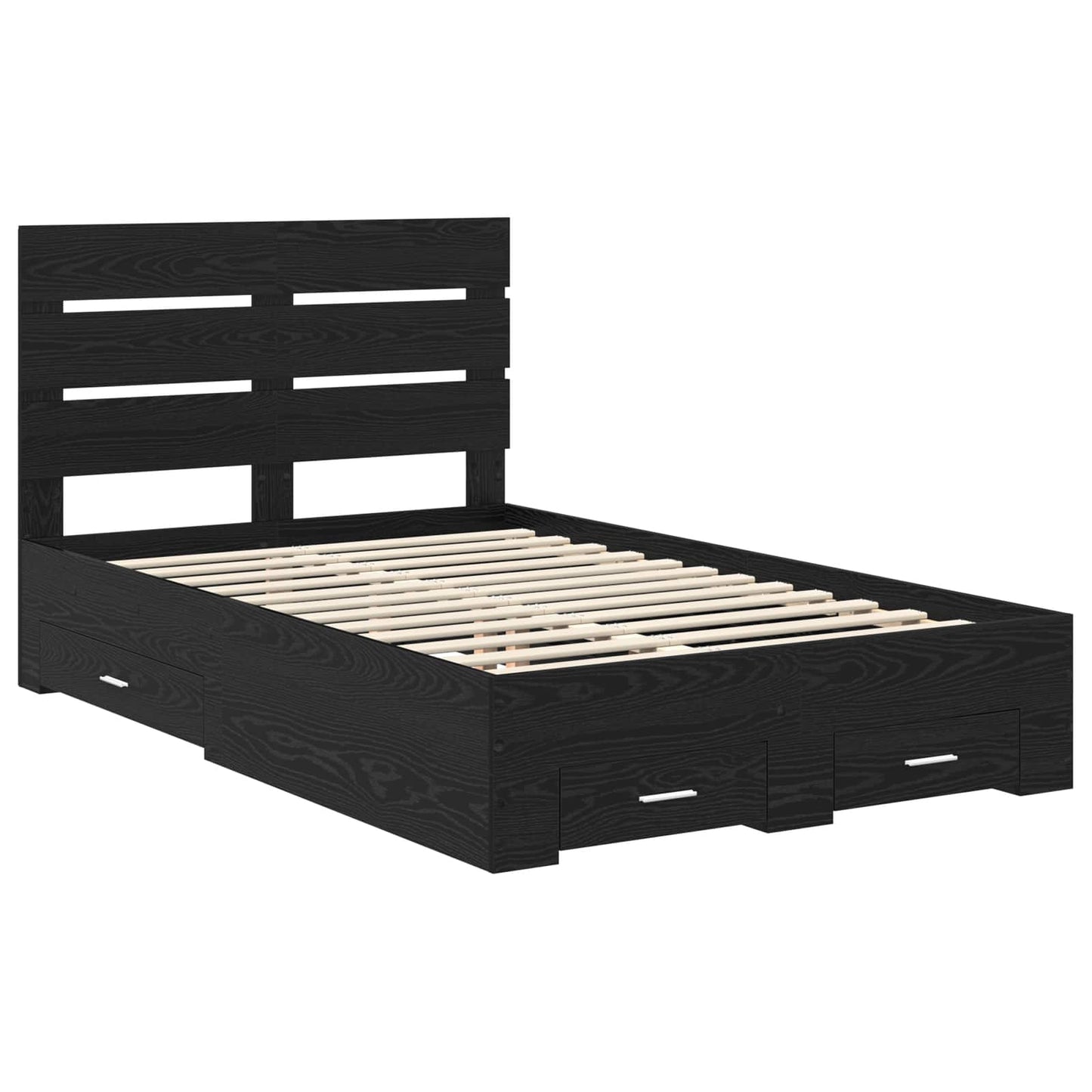 vidaXL Σκελετός Κρεβατιού Μαύρη Οξυά 135 x 190 cm Επεξεργασμένο ξύλο