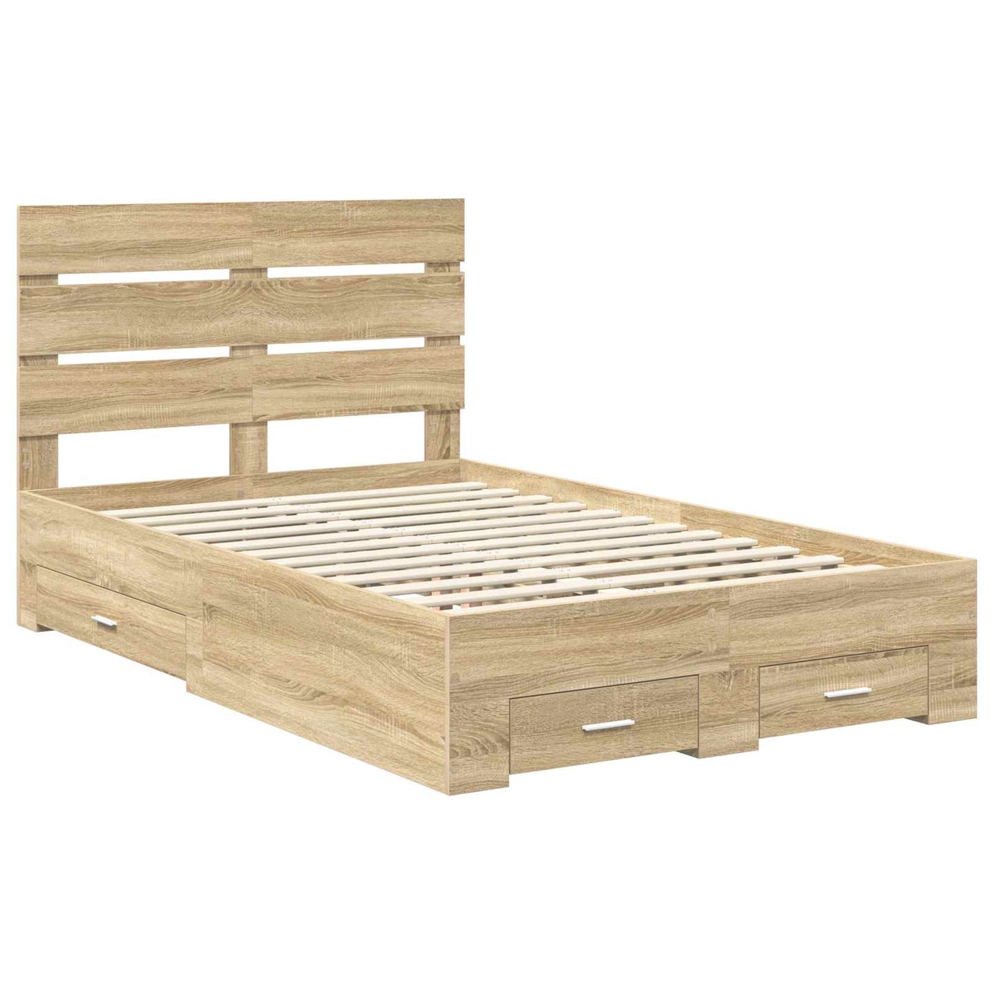 vidaXL Σκελετός Κρεβατιού Δρύς Sonoma 135 x 190 cm Επεξεργασμένο ξύλο