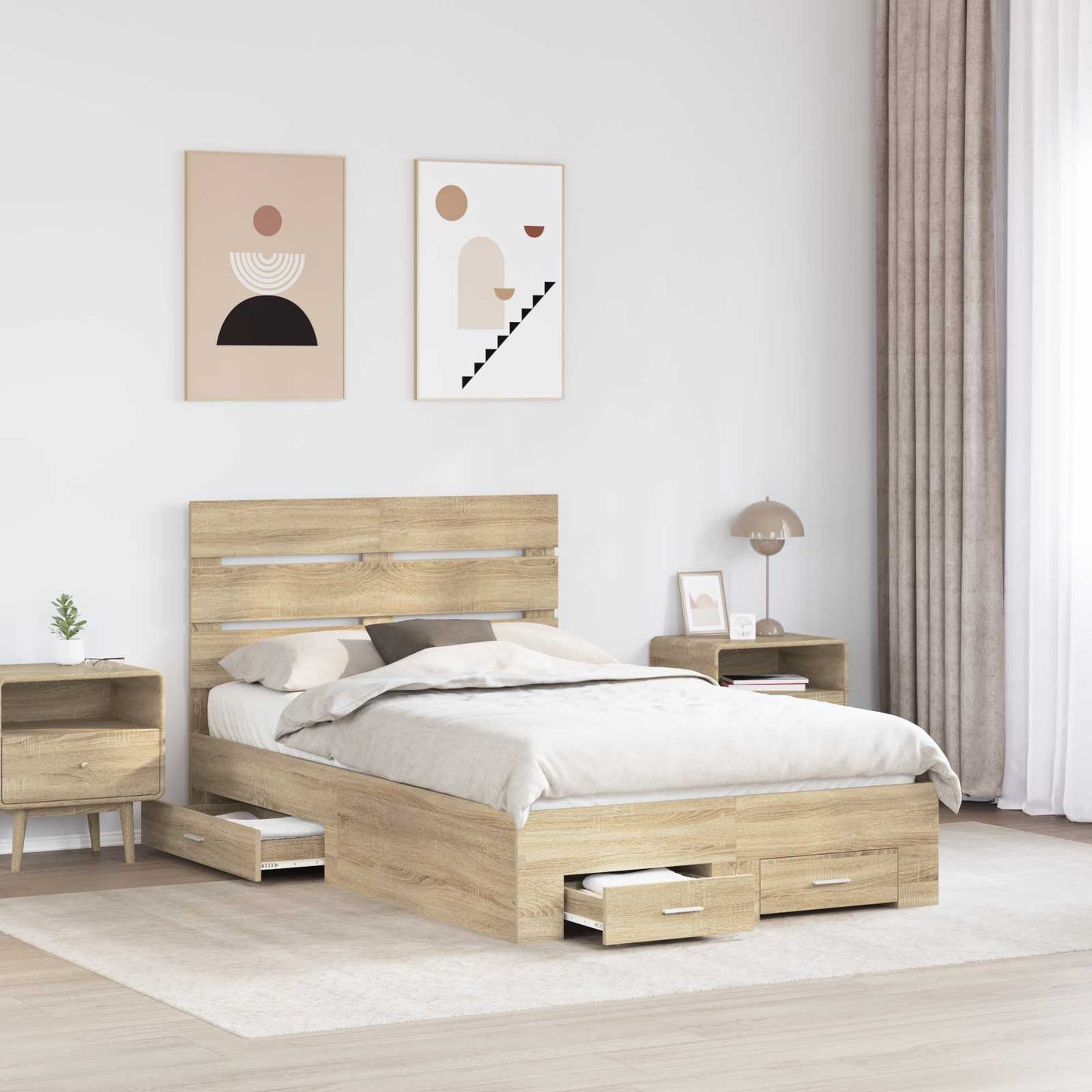 vidaXL Σκελετός Κρεβατιού Δρύς Sonoma 120 x 200 cm Επεξεργασμένο ξύλο