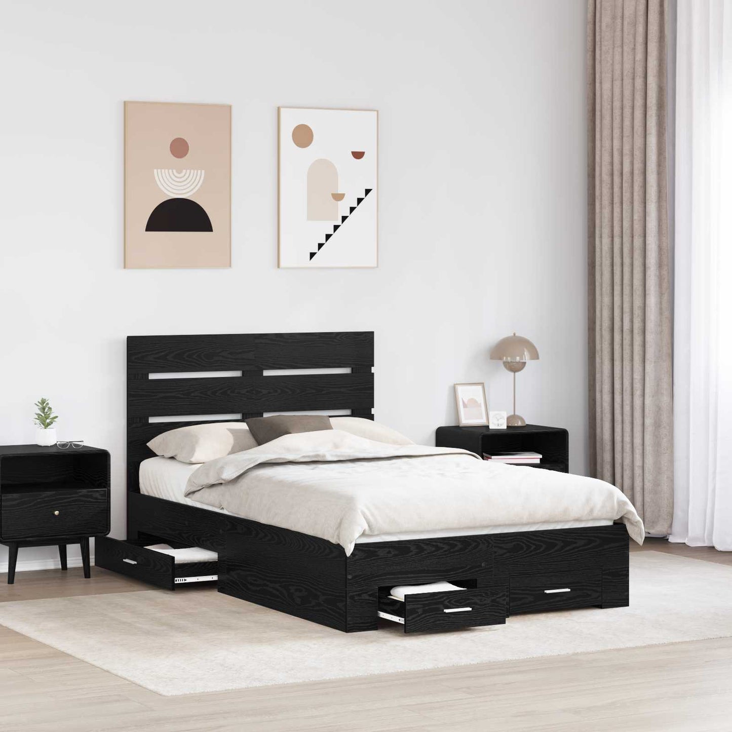 vidaXL Σκελετός Κρεβατιού Μαύρη Οξυά 120 x 190 cm Επεξεργασμένο ξύλο