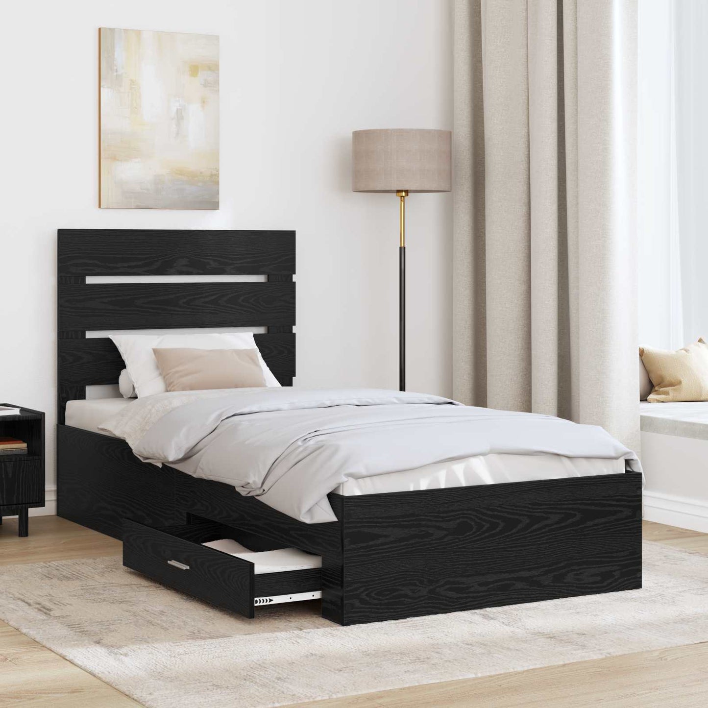 vidaXL Σκελετός Κρεβατιού Μαύρη Οξυά 100 x 200 cm Επεξεργασμένο ξύλο