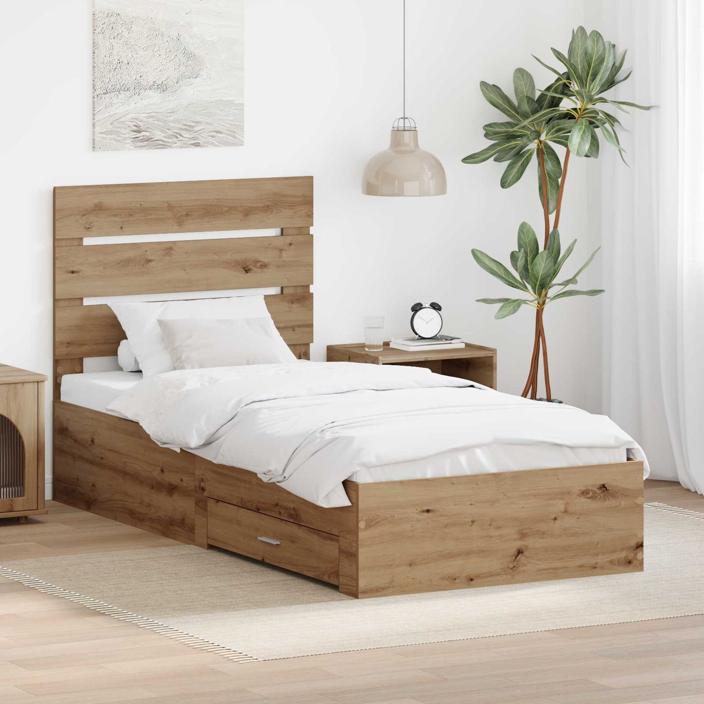 vidaXL Σκελετός Κρεβατιού Artisan Oak 90 x 200 cm Επεξεργασμένο ξύλο
