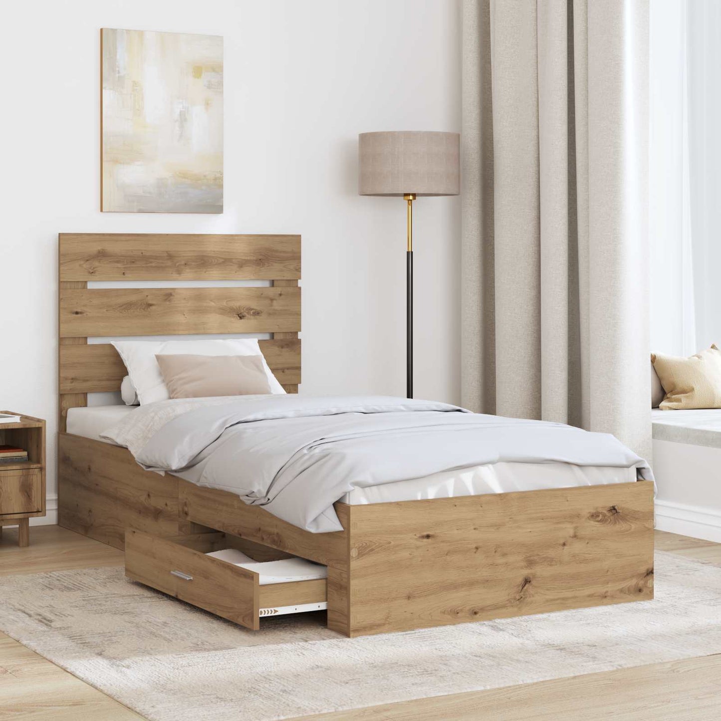 vidaXL Σκελετός Κρεβατιού Artisan Oak 90 x 200 cm Επεξεργασμένο ξύλο