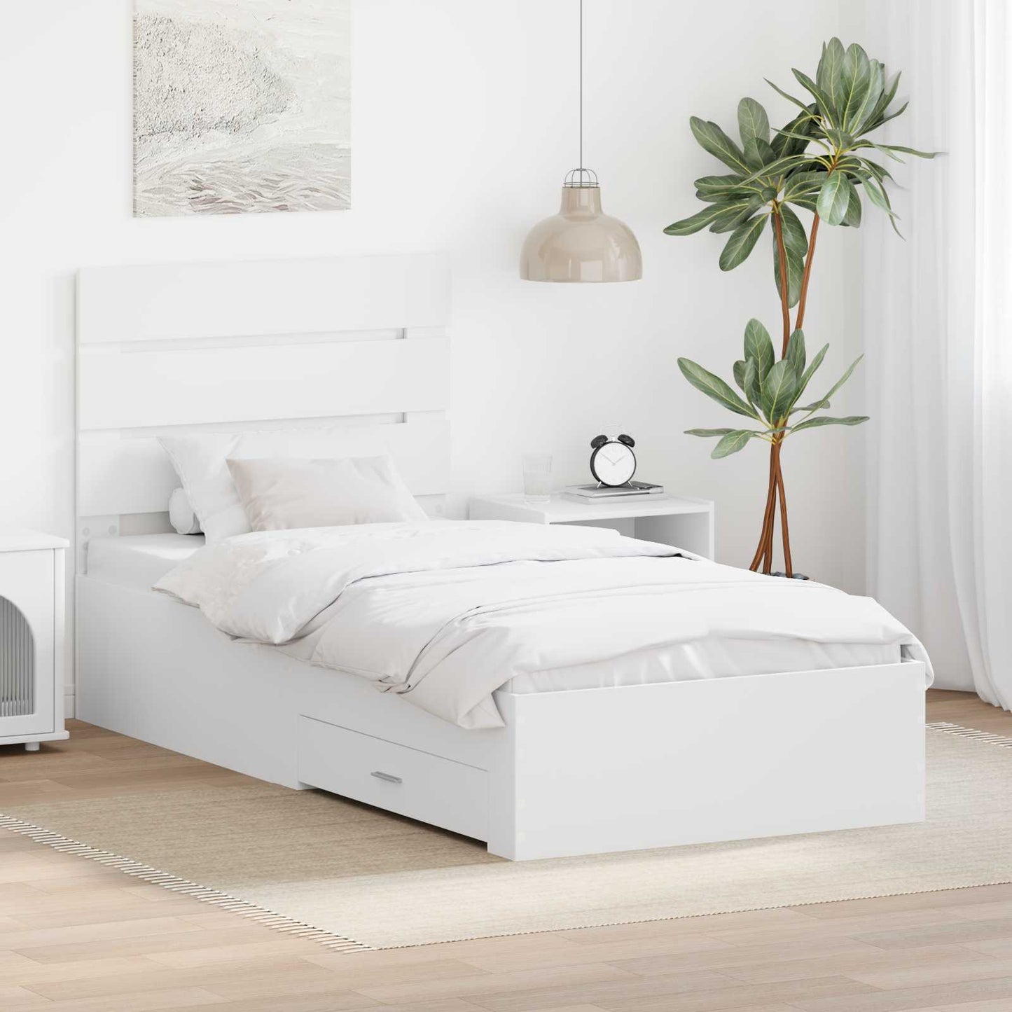 vidaXL Σκελετός Κρεβατιού Λευκό 90 x 190 cm Επεξεργασμένο ξύλο