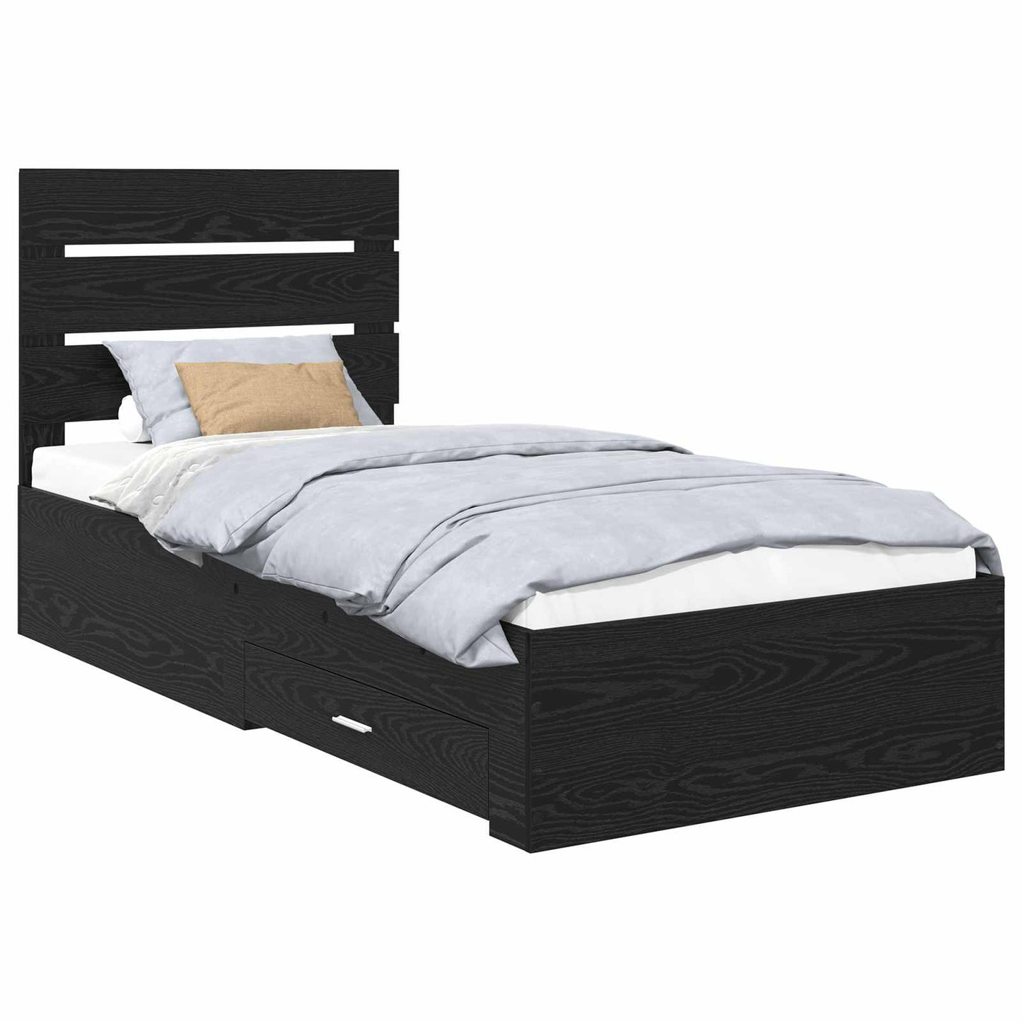vidaXL Σκελετός Κρεβατιού Μαύρη Οξυά 90 x 190 cm Επεξεργασμένο ξύλο