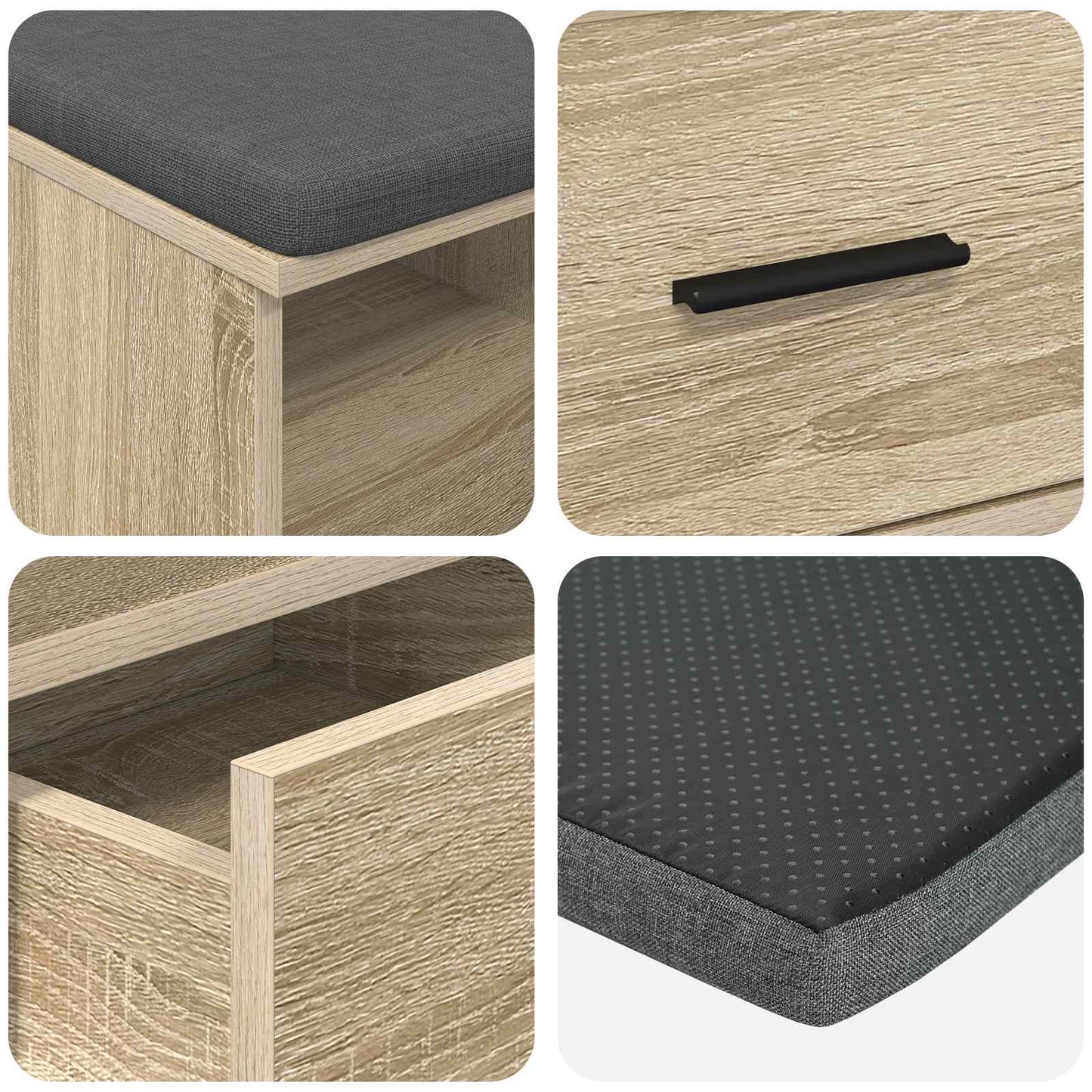 vidaXL Παγκάκι Χαλωρίου με μαξιλάρι Δρύς Sonoma 80 x 38 x 46 εκ