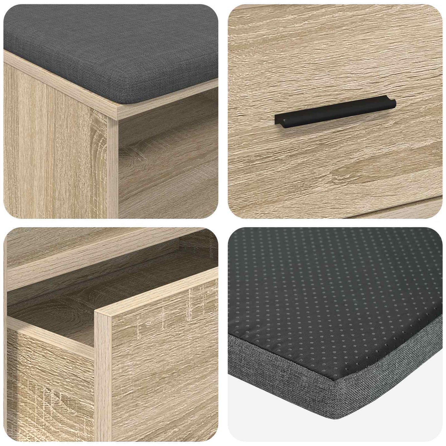 vidaXL Παγκάκι Χαλωρίου με μαξιλάρι Δρύς Sonoma 100 x 38 x 46 εκ