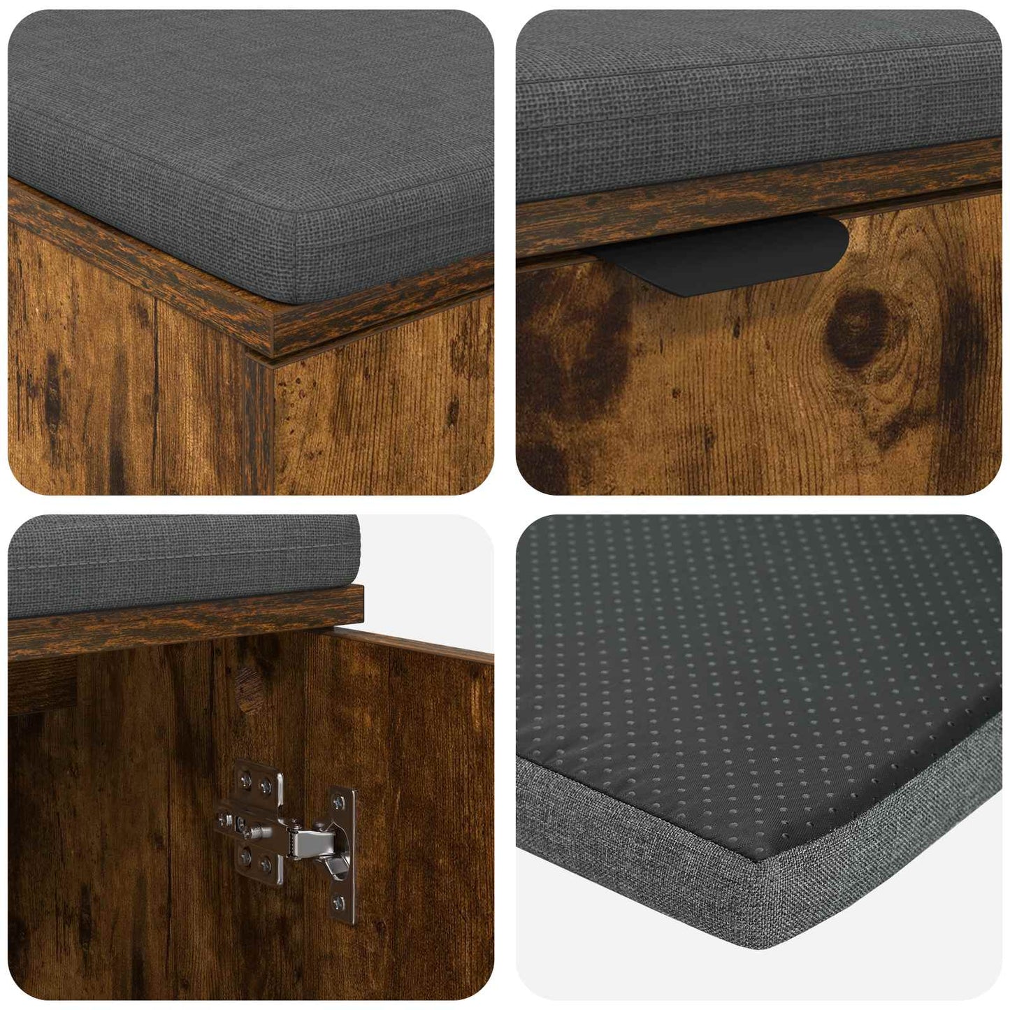 vidaXL Παγκάκι Χαλωρίου με μαξιλάρι Καπνιστό Δρύς 80 x 46 x 46 εκ