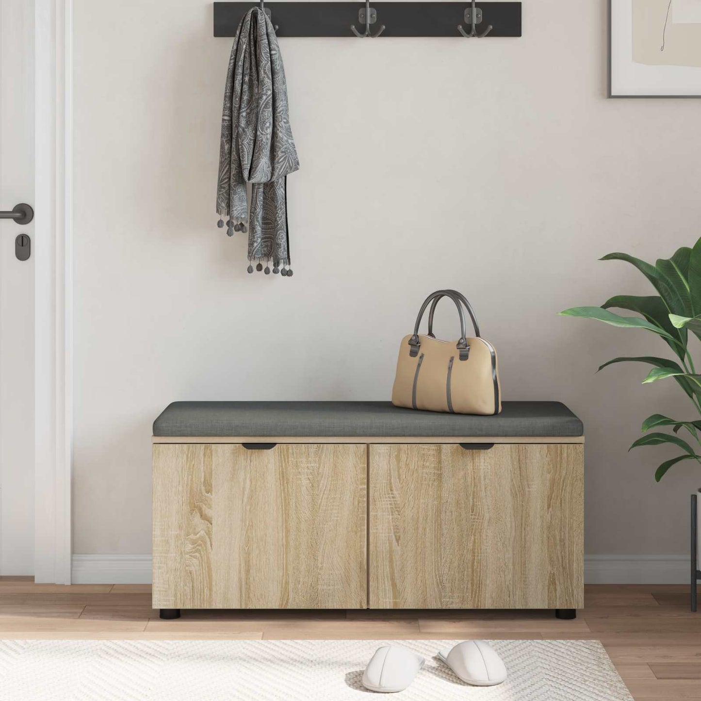 vidaXL Παγκάκι Χαλωρίου με μαξιλάρι Δρύς Sonoma 100 x 38 x 46 εκ