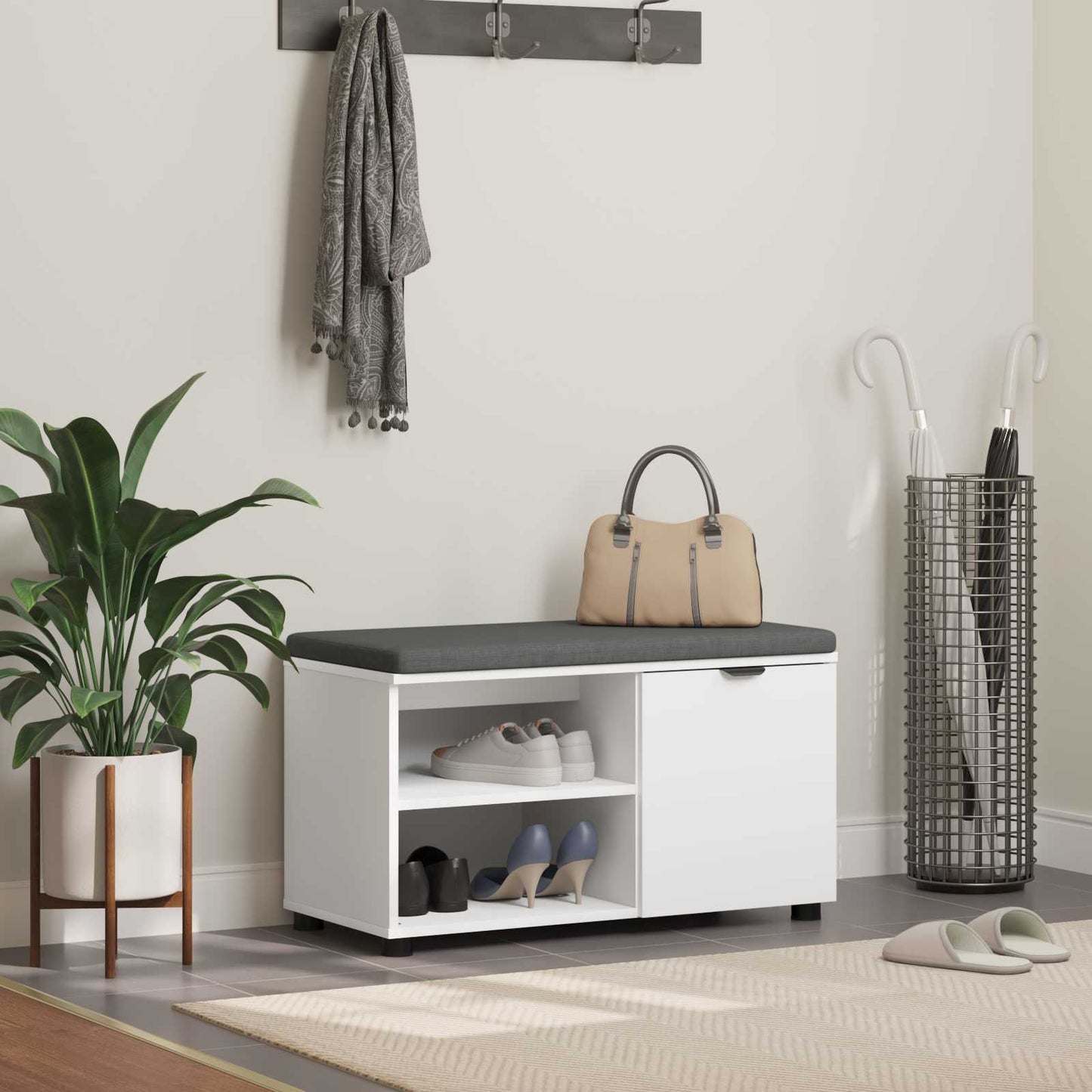 vidaXL Παγκάκι Χαλωρίου με μαξιλάρι Μονόχρωμο Λευκό 80 x 38 x 46 εκ