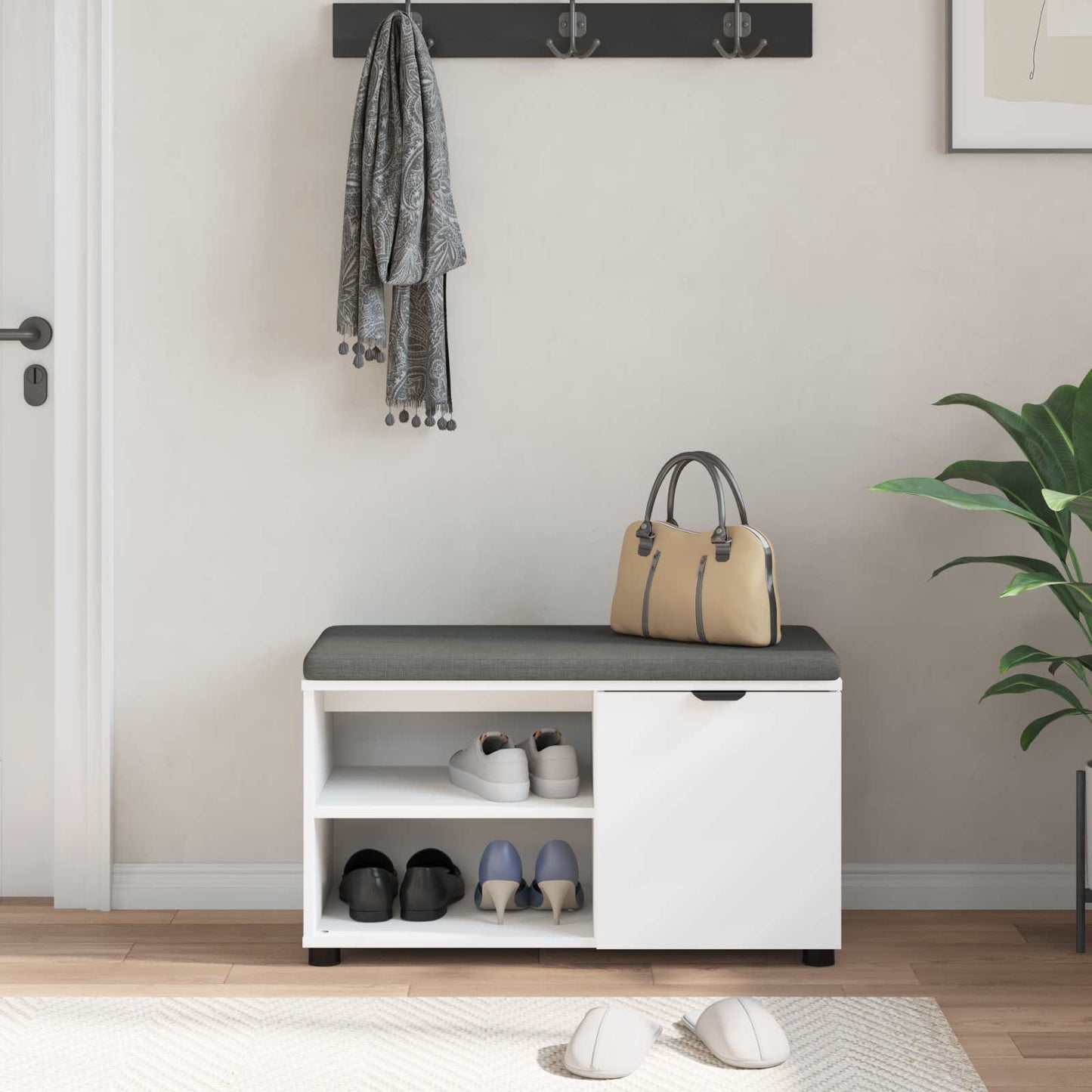 vidaXL Παγκάκι Χαλωρίου με μαξιλάρι Μονόχρωμο Λευκό 80 x 38 x 46 εκ