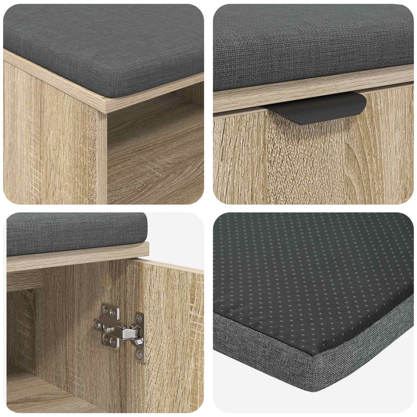 vidaXL Παγκάκι Χαλωρίου με μαξιλάρι Δρύς Sonoma 80 x 38 x 46 εκ