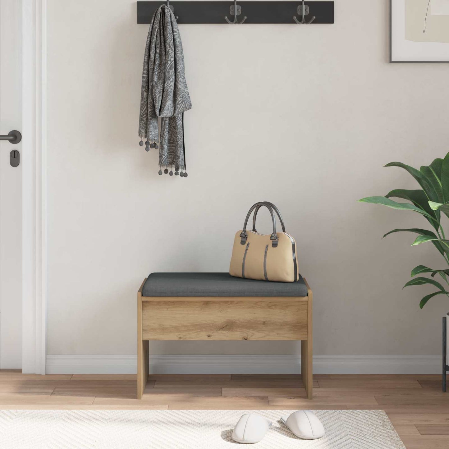 vidaXL Παγκάκι Χαλωρίου με μαξιλάρι Artisan Oak 63 x 38 x 40 εκ