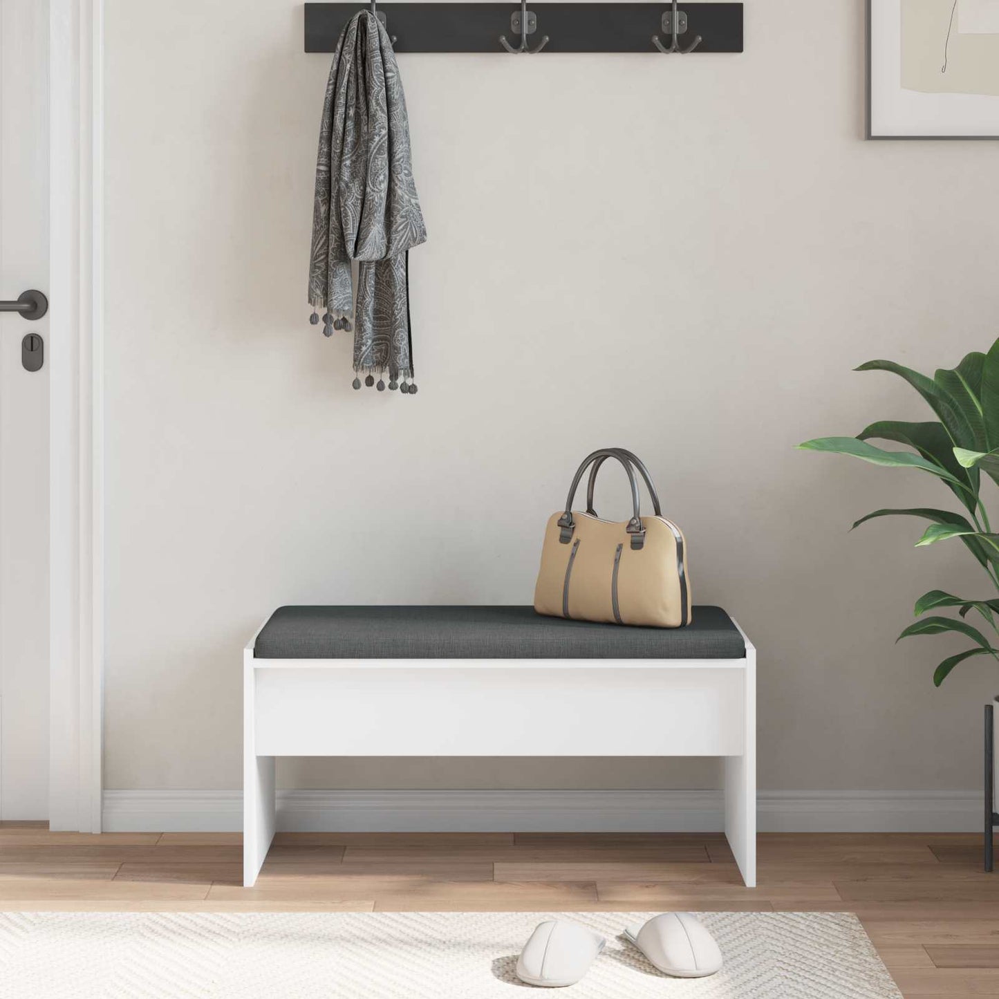 vidaXL Παγκάκι Χαλωρίου με μαξιλάρι Λευκό 83 x 38 x 40 εκ