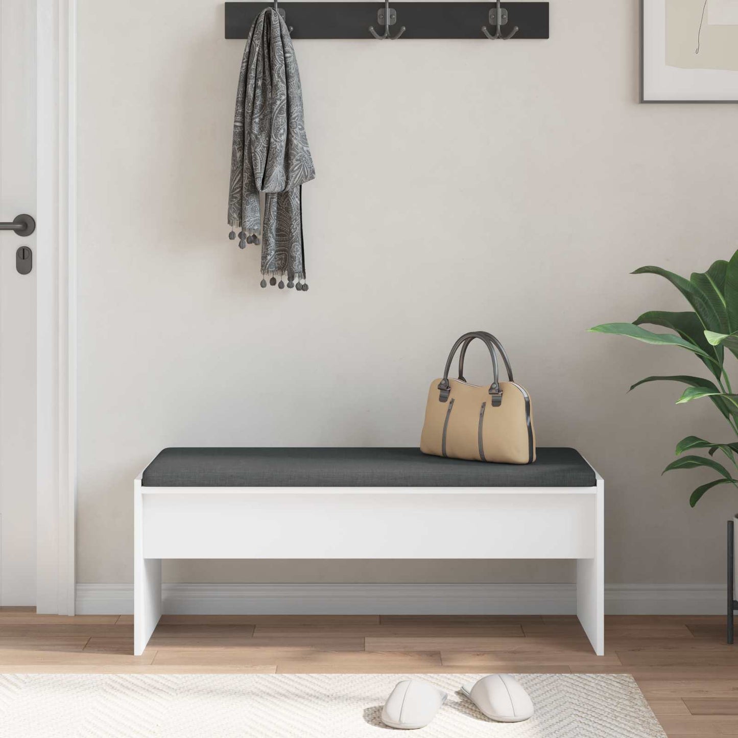 vidaXL Παγκάκι Χαλωρίου με μαξιλάρι Λευκό 103 x 38 x 40 εκ