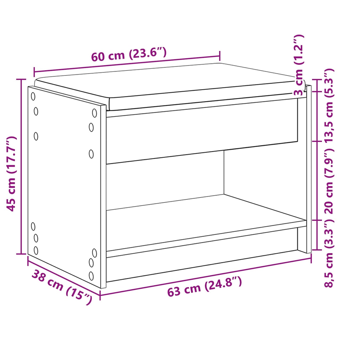 vidaXL Παγκάκι Χαλωρίου Λευκός 63 x 38 x 45 εκ