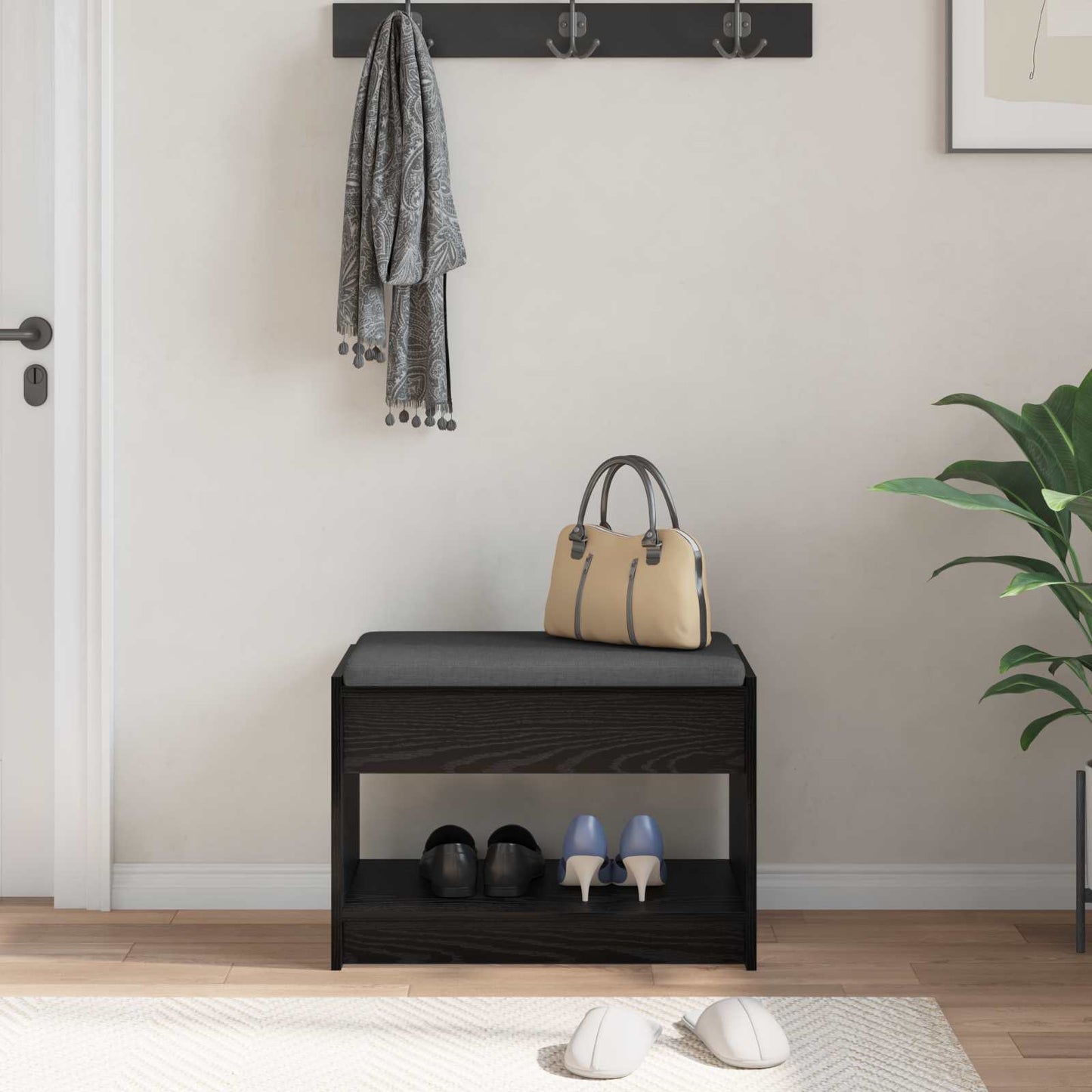 vidaXL Παγκάκι Χαλωρίου Μαύρη Δρυς 63 x 38 x 45 εκ