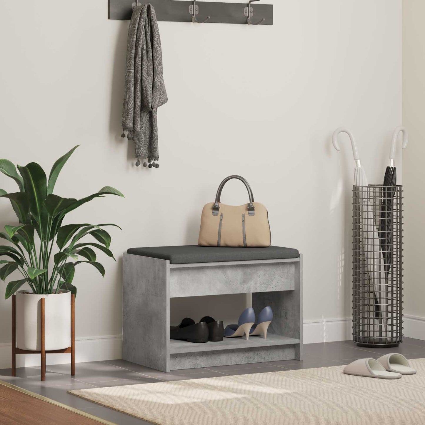 vidaXL Παγκάκι Χαλωρίου Σκυρόχρωμο Γκρι 63 x 38 x 45 εκ
