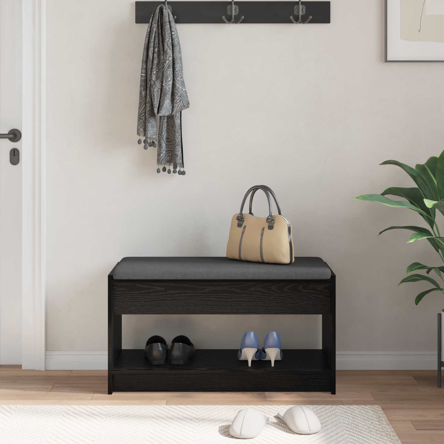 vidaXL Παγκάκι Χαλωρίου Μαύρη Δρυς 83 x 38 x 45 εκ