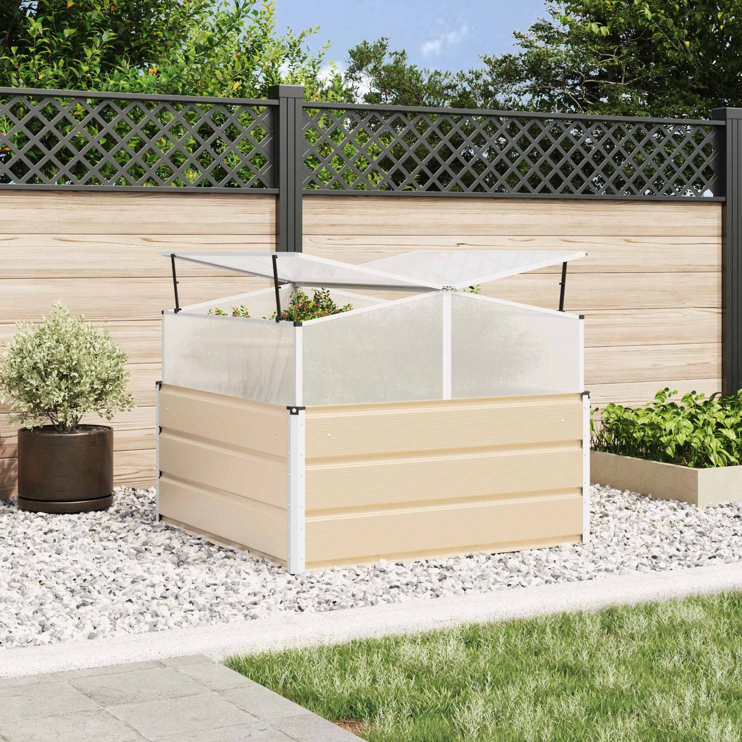 vidaXL Γλάστρα Ελεφαντόδοντο 100 x 100 x 77 cm Επικαλυμμένος Χάλυβας