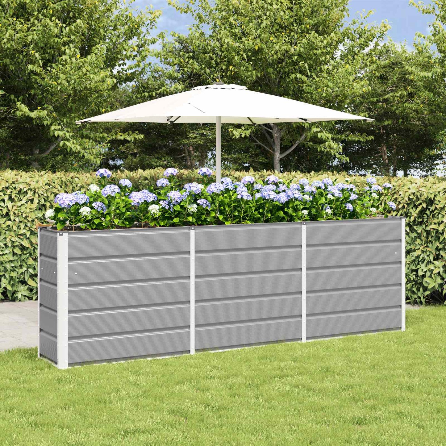 vidaXL Γλάστρα Ανοιχτό γκρι 240 x 40 x 75 εκ. Ατσάλι
