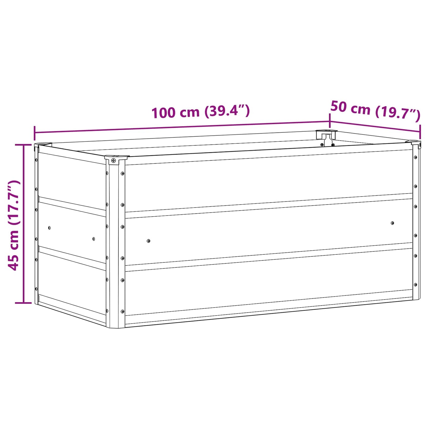vidaXL Γλάστρα Ανοιχτό γκρι 100 x 50 x 45 cm Επικαλυμμένος Χάλυβας