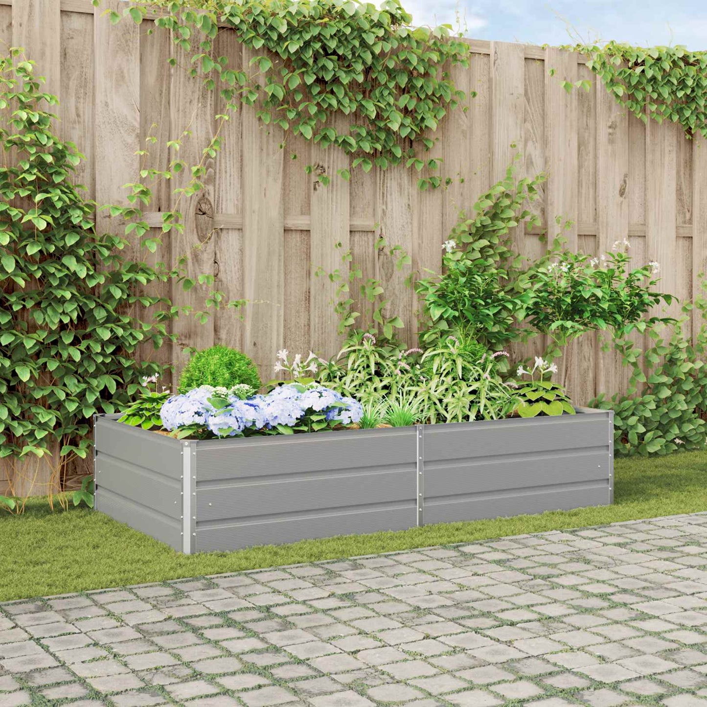 vidaXL Γλάστρα Ανοιχτό γκρι 195 x 100 x 45 εκ Επικαλυμμένος Χάλυβας