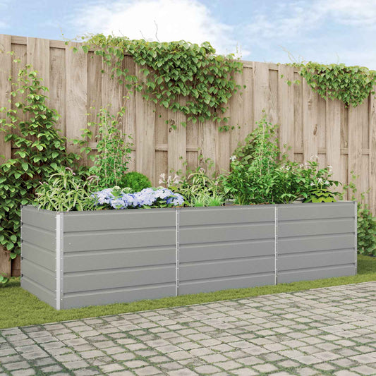 vidaXL Γλάστρα Ανοιχτό γκρι 195 x 100 x 45 εκ Επικαλυμμένος Χάλυβας
