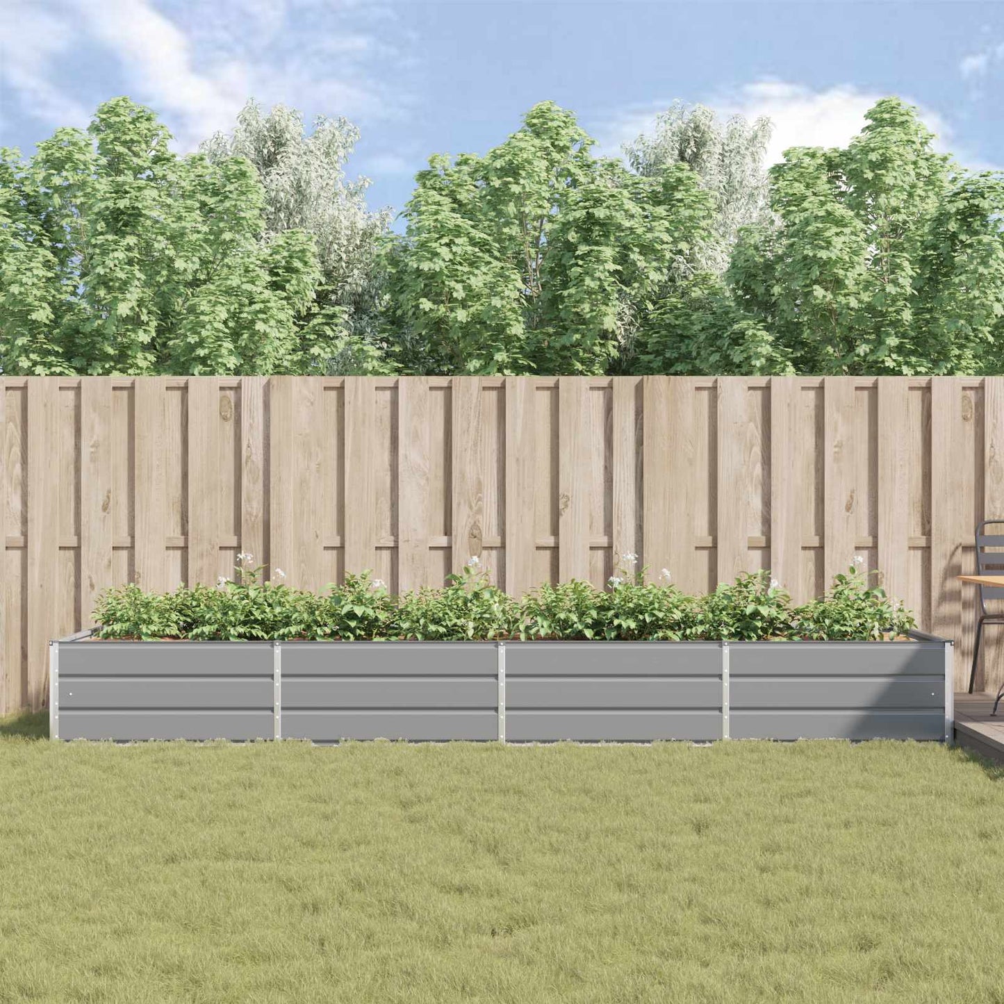 vidaXL Γλάστρα Ανοιχτό γκρι 195 x 100 x 45 εκ Επικαλυμμένος Χάλυβας