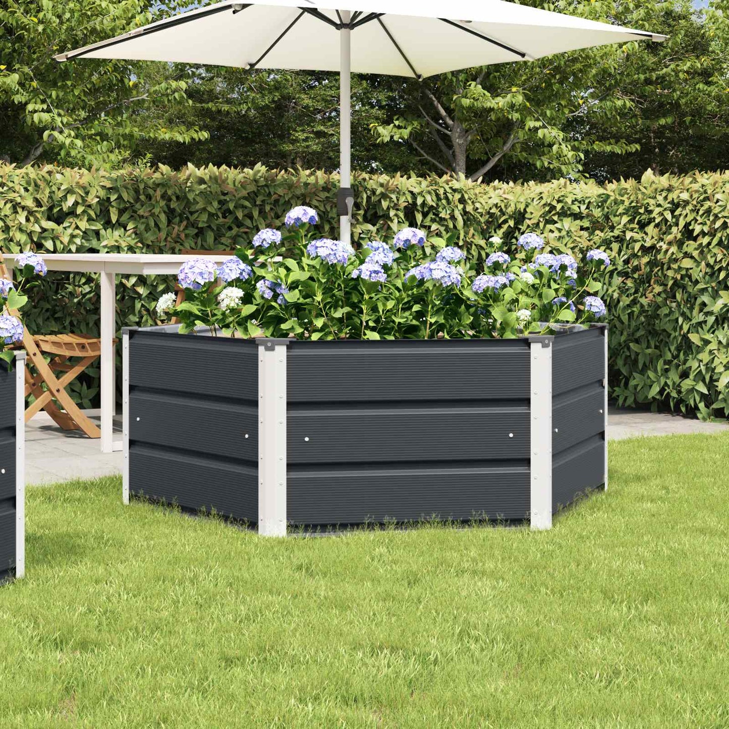 vidaXL Γλάστρα Ανθρακί 129 x 129 x 45 cm Ατσάλι